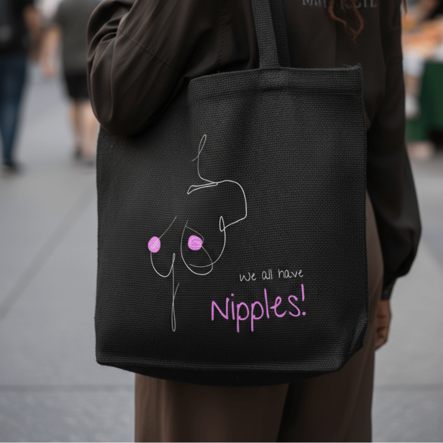 No Shit Shirts - Jutebeutel: We all have nipples! - Body & Autonomy & Sexism - basic