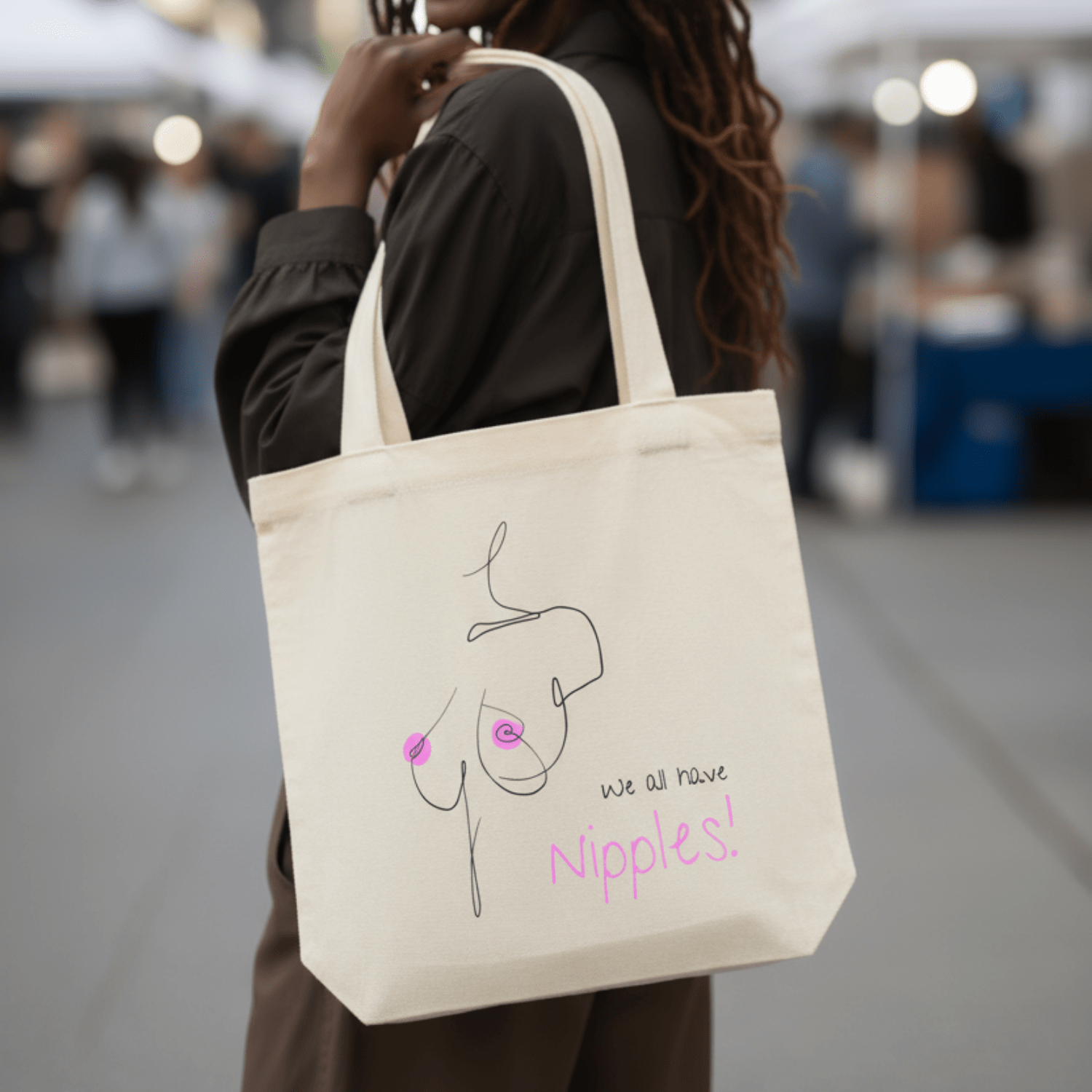 No Shit Shirts - Jutebeutel: We all have nipples! - Body & Autonomy & Sexism - basic