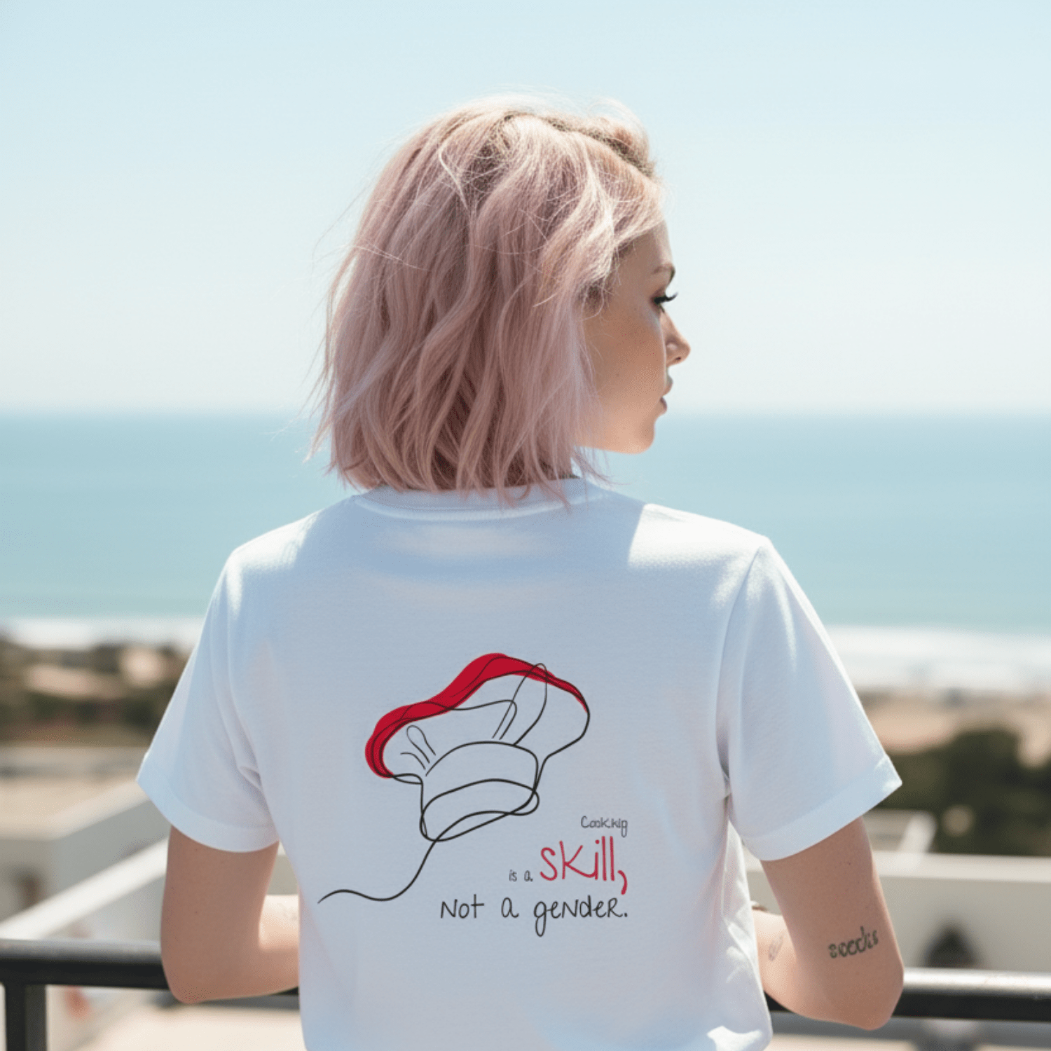 No Shit Shirts - Oversize Shirt (Backprint): Cooking is a skill, not a gender. - Gender Roles - basic