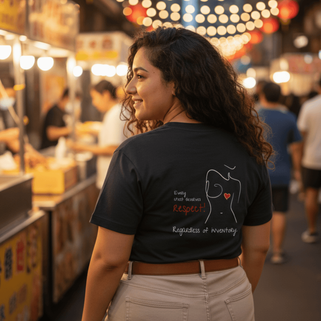 No Shit Shirts - Oversize Shirt (Backprint): Every chest deserves respect. Regardless of inventory. - Body & Autonomy & Sexism - basic