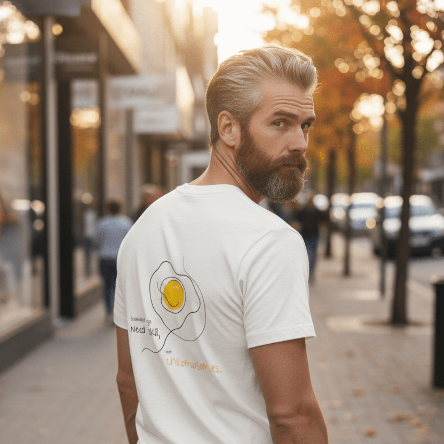 No Shit Shirts - Oversize Shirt (Backprint): Scrambled eggs need skill, not chromosomes. - Gender Roles - basic