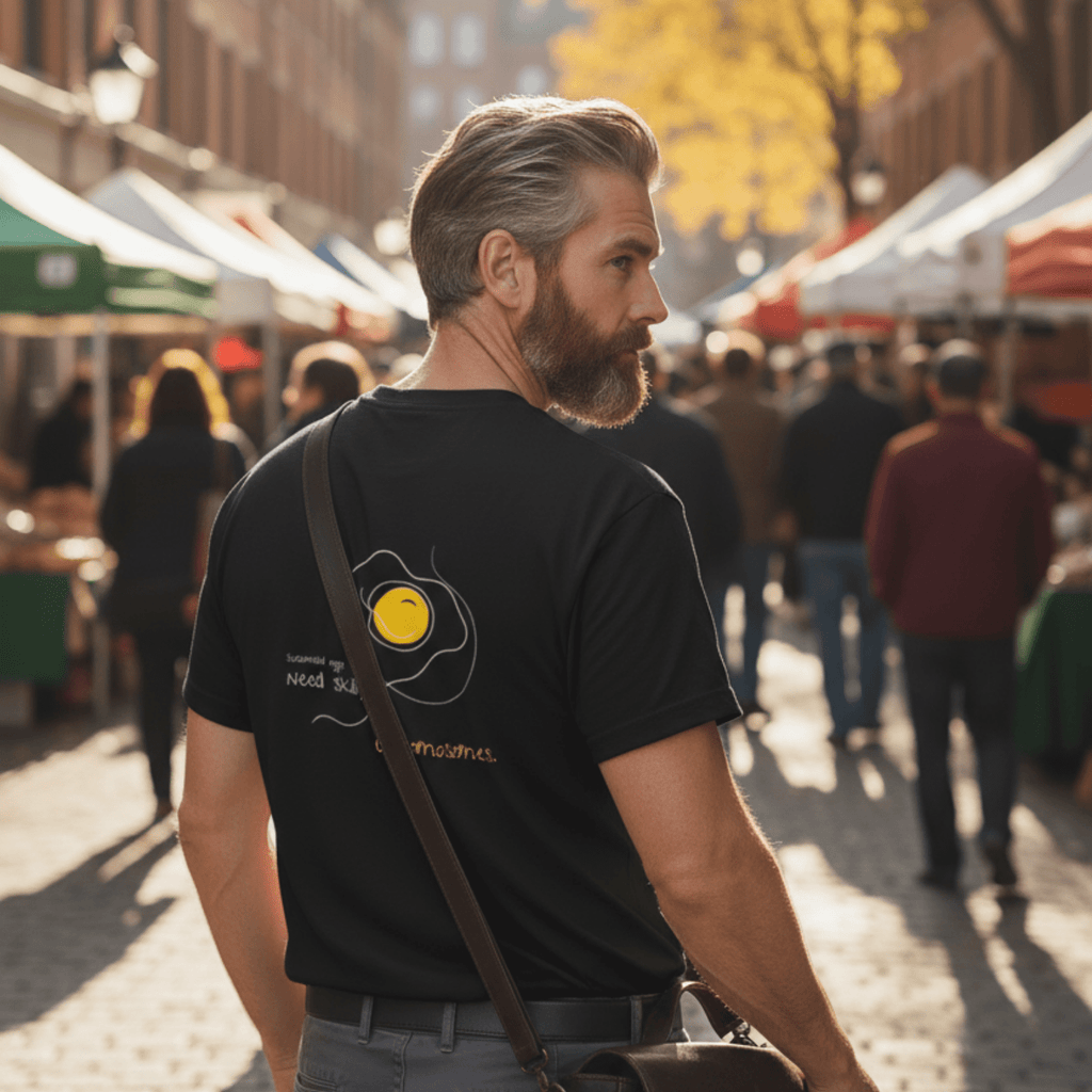 No Shit Shirts - Oversize Shirt (Backprint): Scrambled eggs need skill, not chromosomes. - Gender Roles - basic