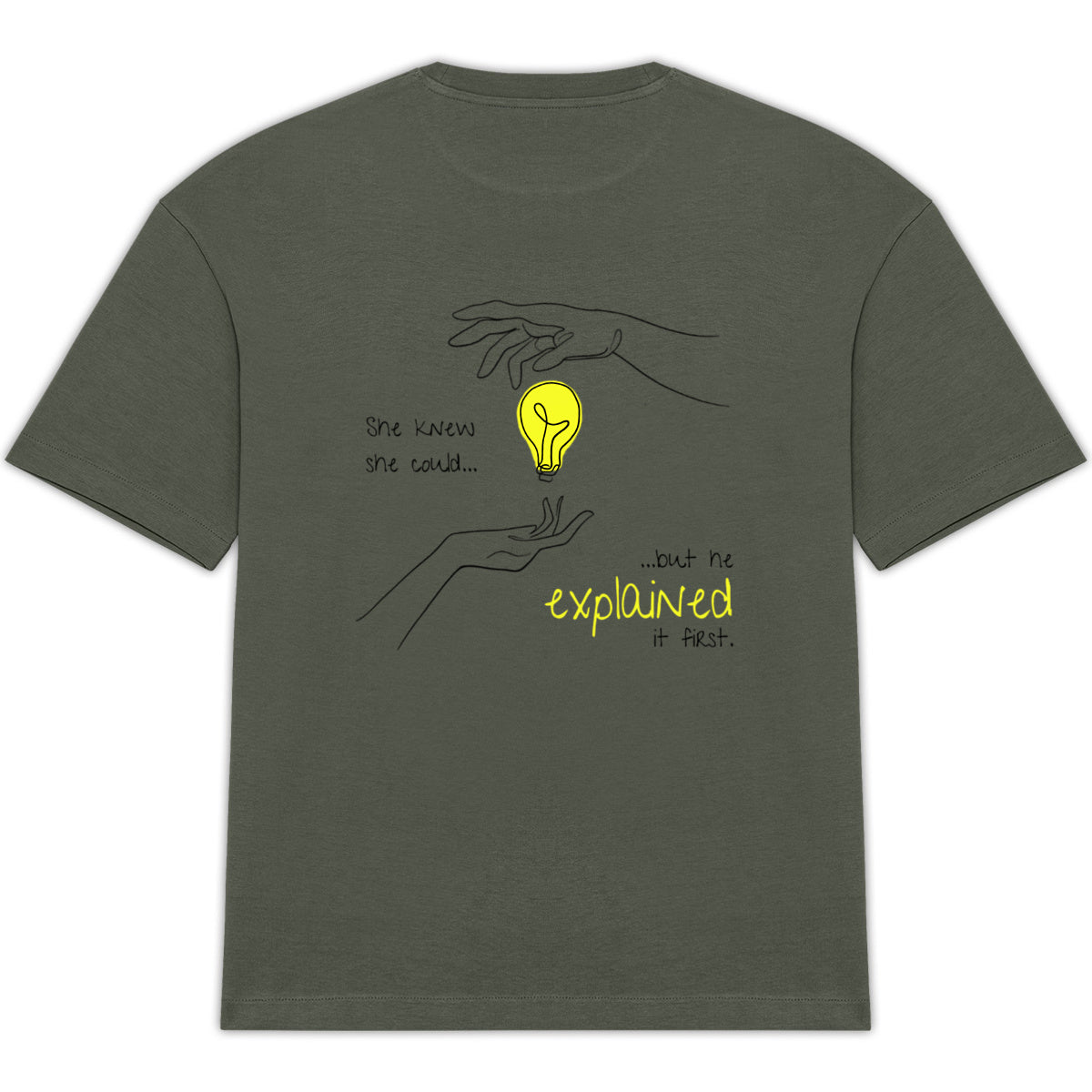 No Shit Shirts - Oversize Shirt (Backprint): She knew she could, but he explained it first. - Mansplaining - basic