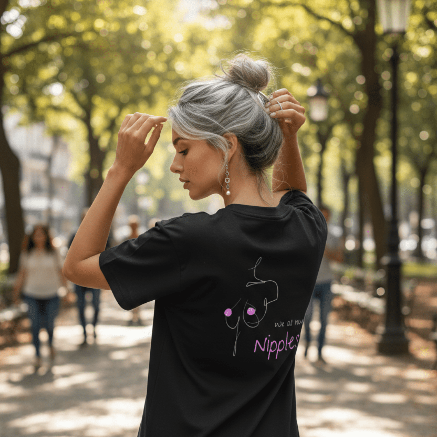 No Shit Shirts - Oversize Shirt (Backprint): We all have nipples! - Body & Autonomy & Sexism - basic