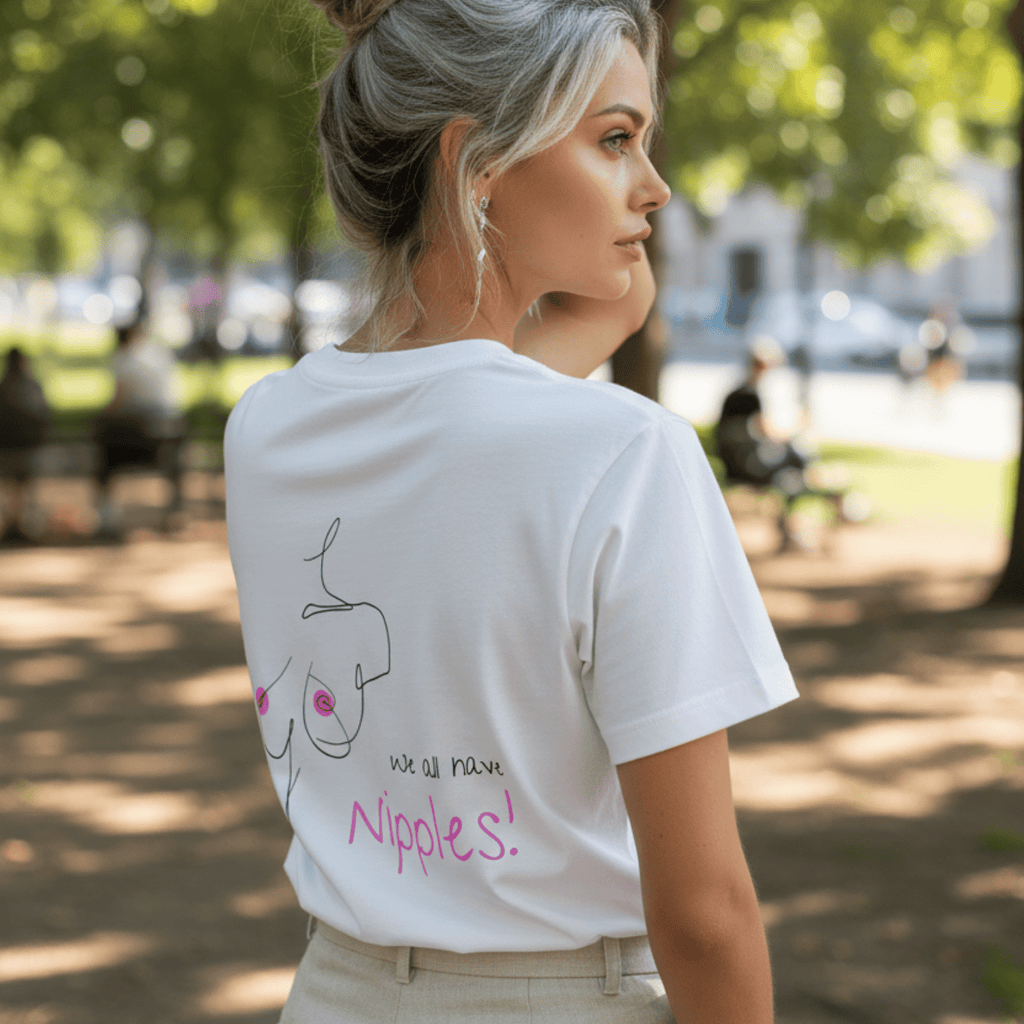 No Shit Shirts - Oversize Shirt (Backprint): We all have nipples! - Body & Autonomy & Sexism - basic