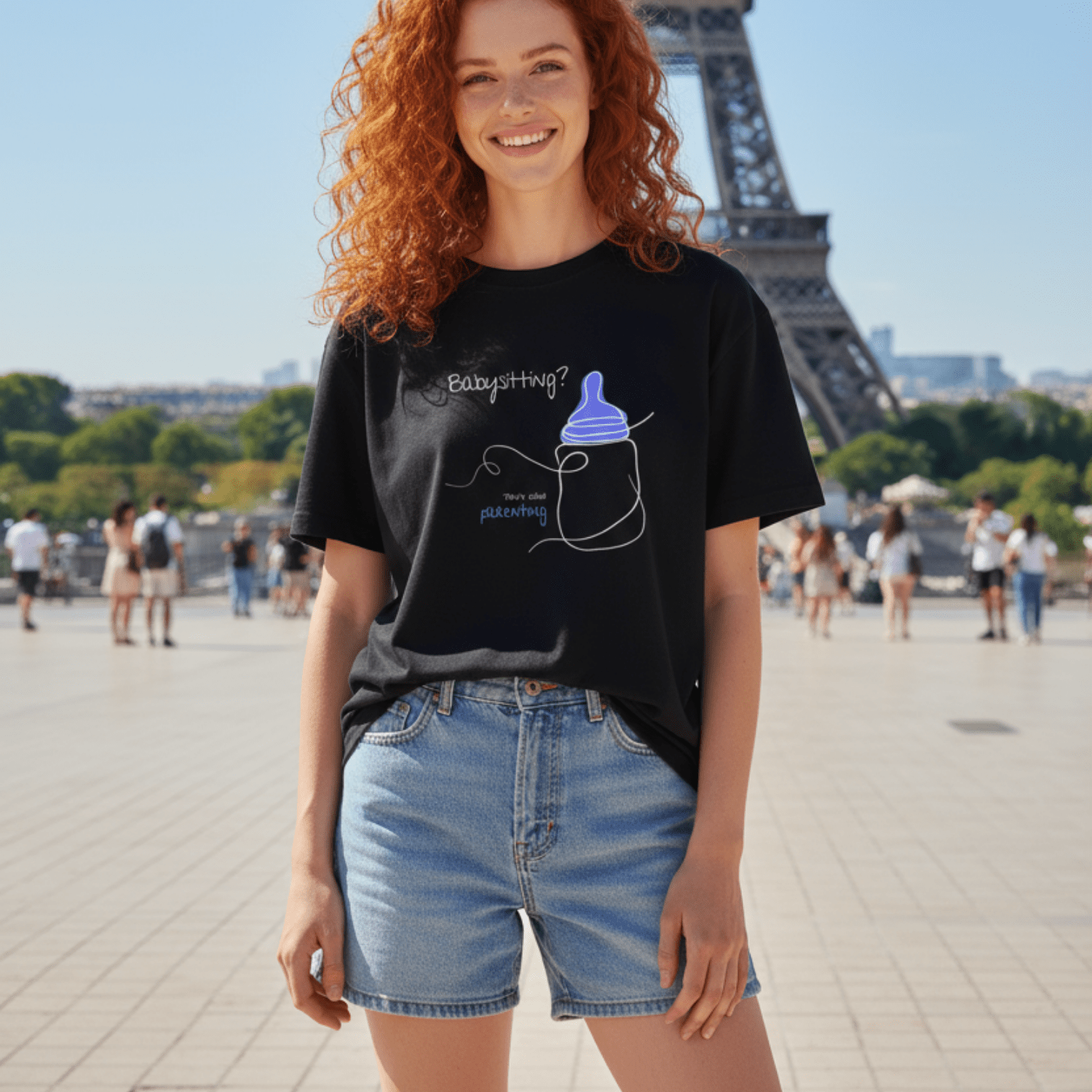 No Shit Shirts - Oversize Shirt (Frontprint Large): Babysitting? That’s called parenting! - Gender Roles - basic