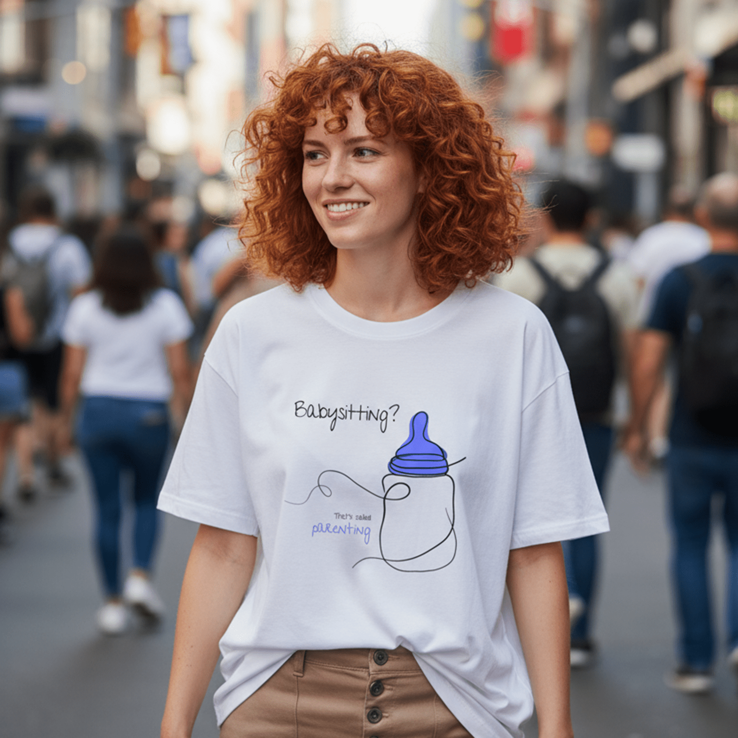 No Shit Shirts - Oversize Shirt (Frontprint Large): Babysitting? That’s called parenting! - Gender Roles - basic