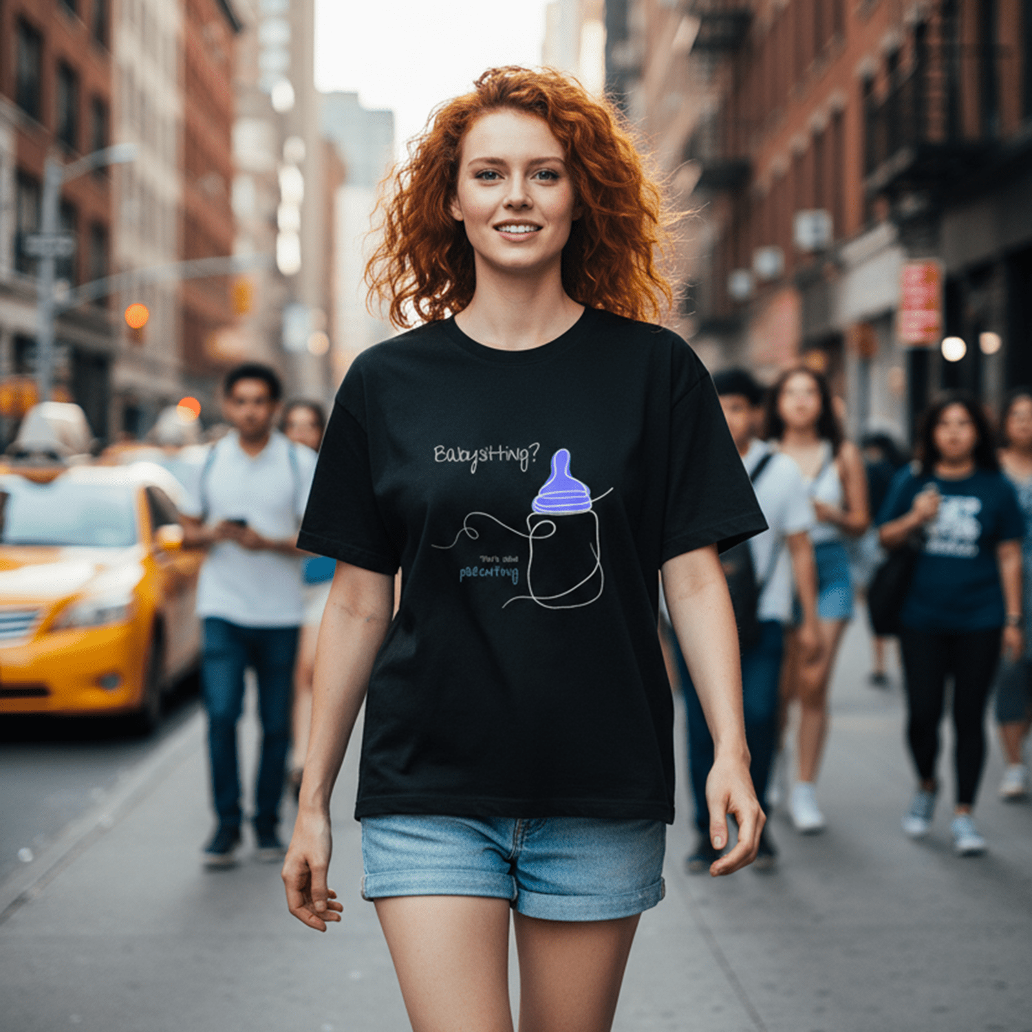 No Shit Shirts - Oversize Shirt (Frontprint Large): Babysitting? That’s called parenting! - Gender Roles - basic