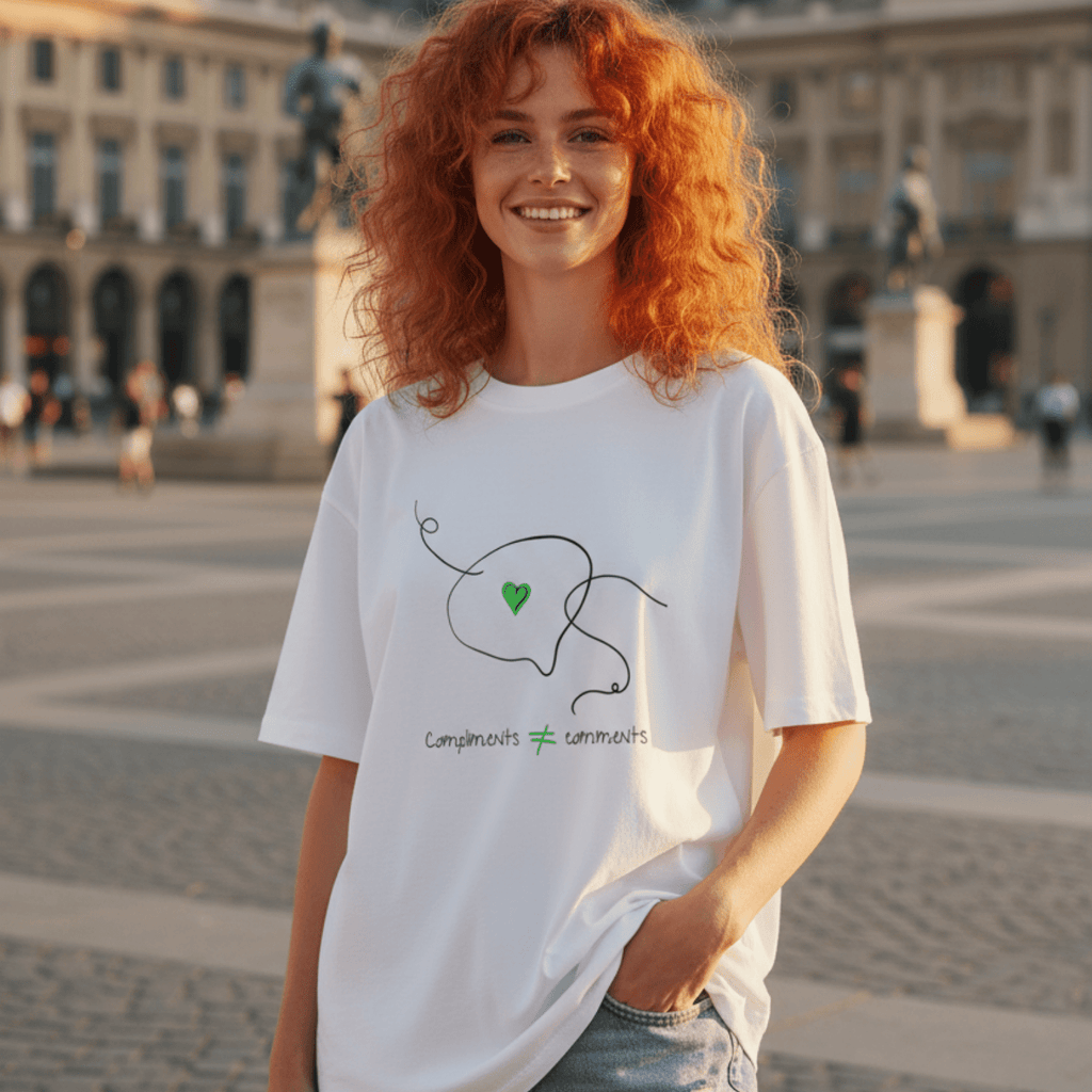 No Shit Shirts - Oversize Shirt (Frontprint Large): Compliments ≠ comments. - Mansplaining - basic