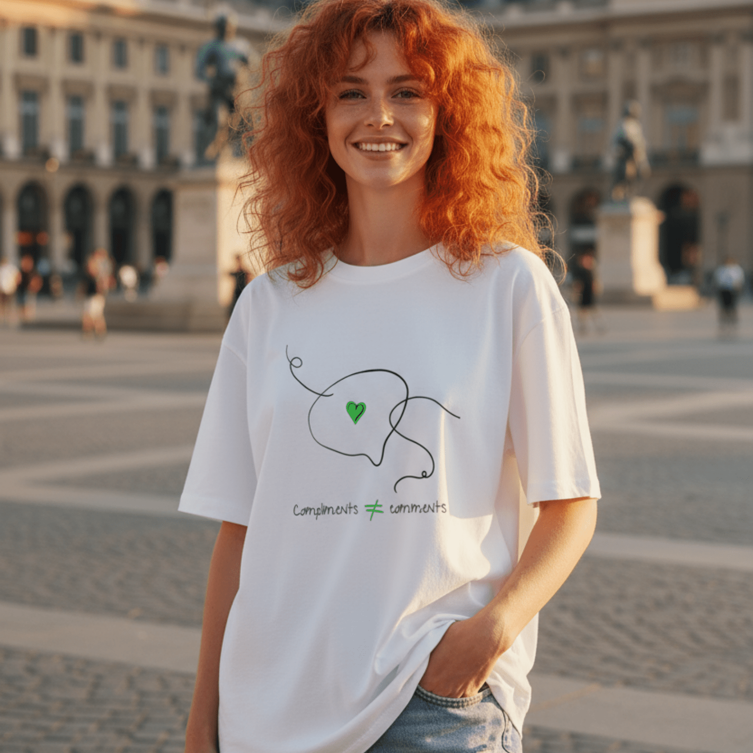 No Shit Shirts - Oversize Shirt (Frontprint Large): Compliments ≠ comments. - Mansplaining - basic