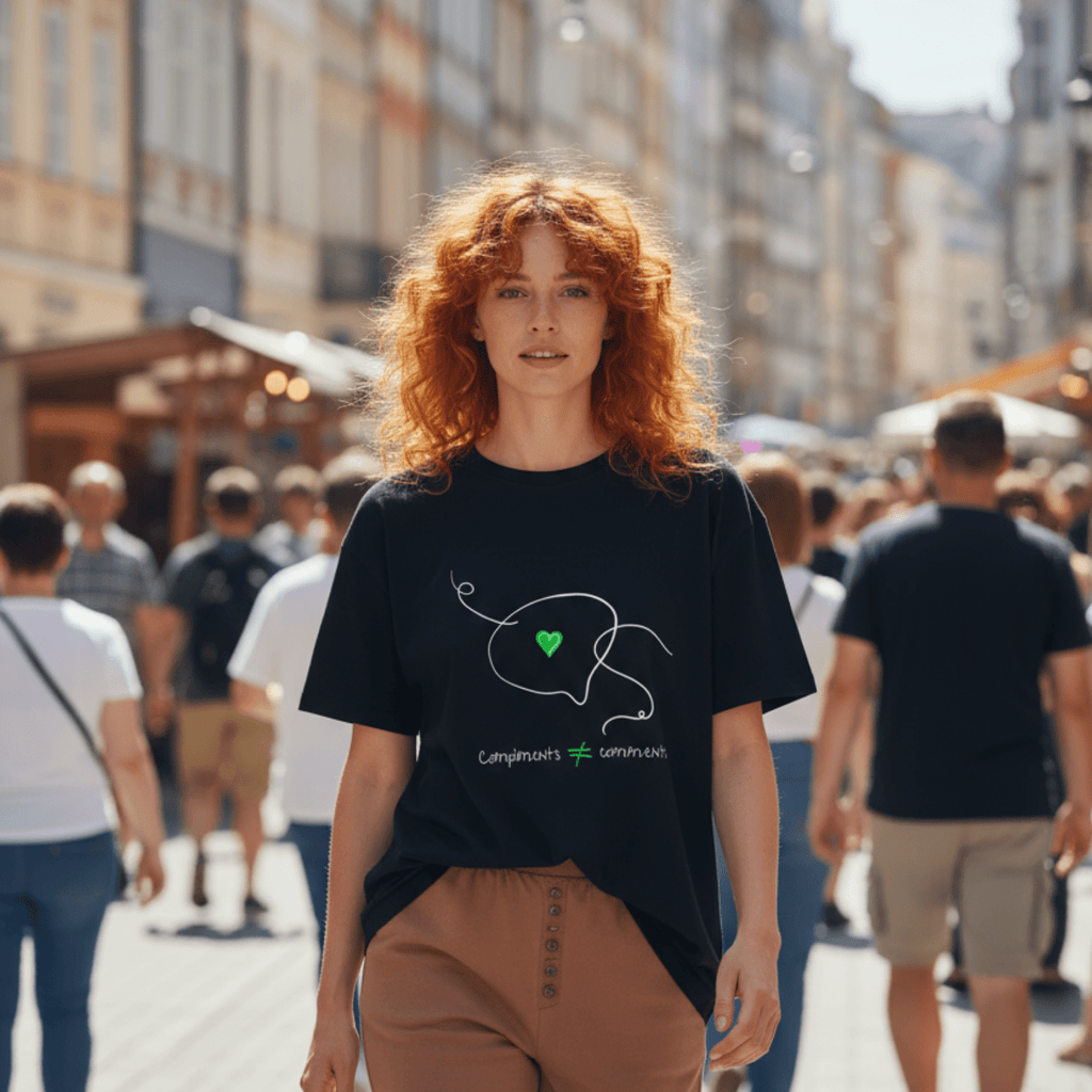 No Shit Shirts - Oversize Shirt (Frontprint Large): Compliments ≠ comments. - Mansplaining - basic