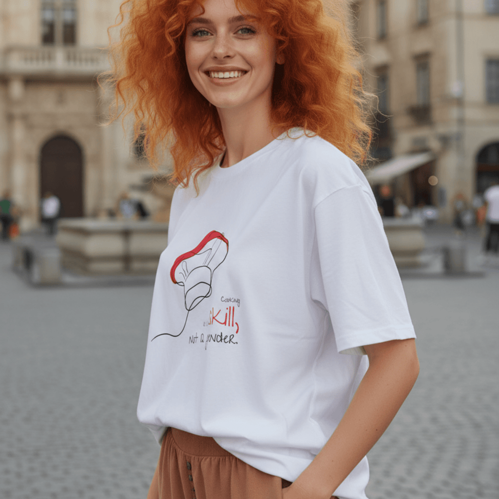 No Shit Shirts - Oversize Shirt (Frontprint Large): Cooking is a skill, not a gender. - Gender Roles - basic