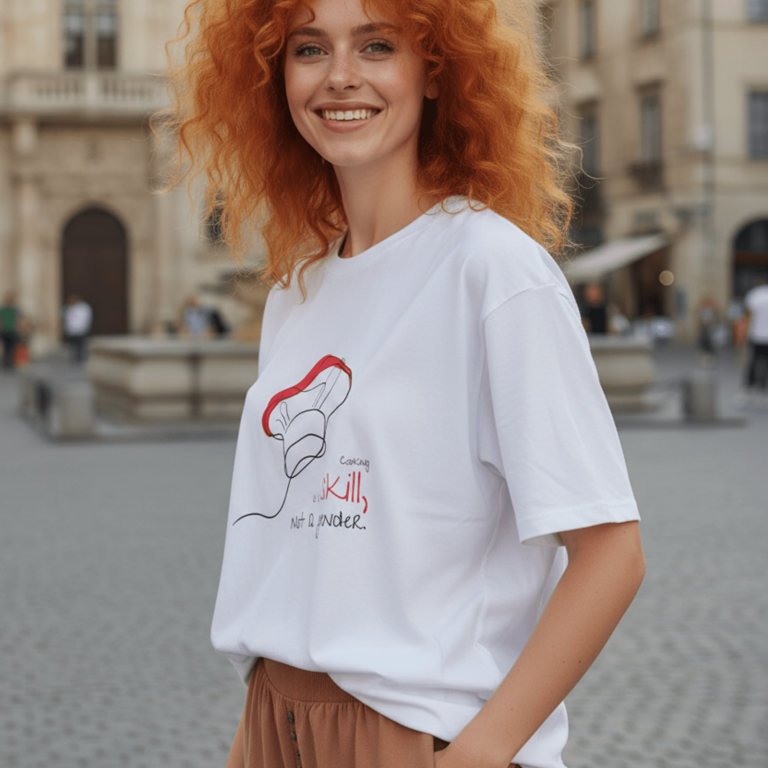 No Shit Shirts - Oversize Shirt (Frontprint Large): Cooking is a skill, not a gender. - Gender Roles - basic