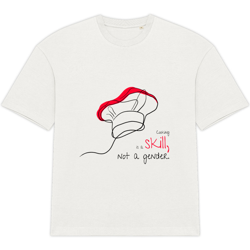 No Shit Shirts - Oversize Shirt (Frontprint Large): Cooking is a skill, not a gender. - Gender Roles - basic