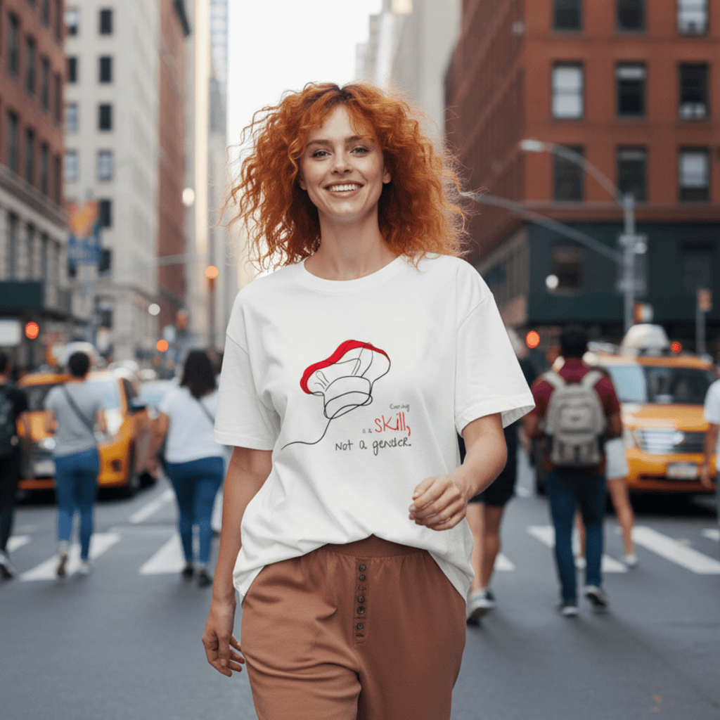 No Shit Shirts - Oversize Shirt (Frontprint Large): Cooking is a skill, not a gender. - Gender Roles - basic