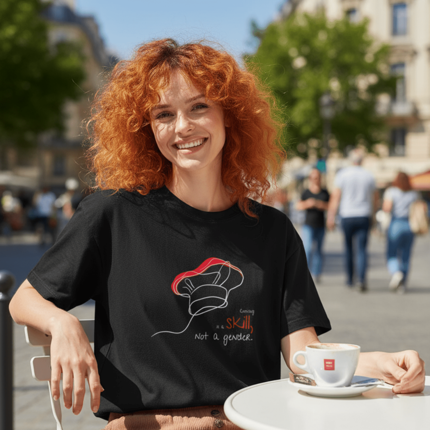 No Shit Shirts - Oversize Shirt (Frontprint Large): Cooking is a skill, not a gender. - Gender Roles - basic