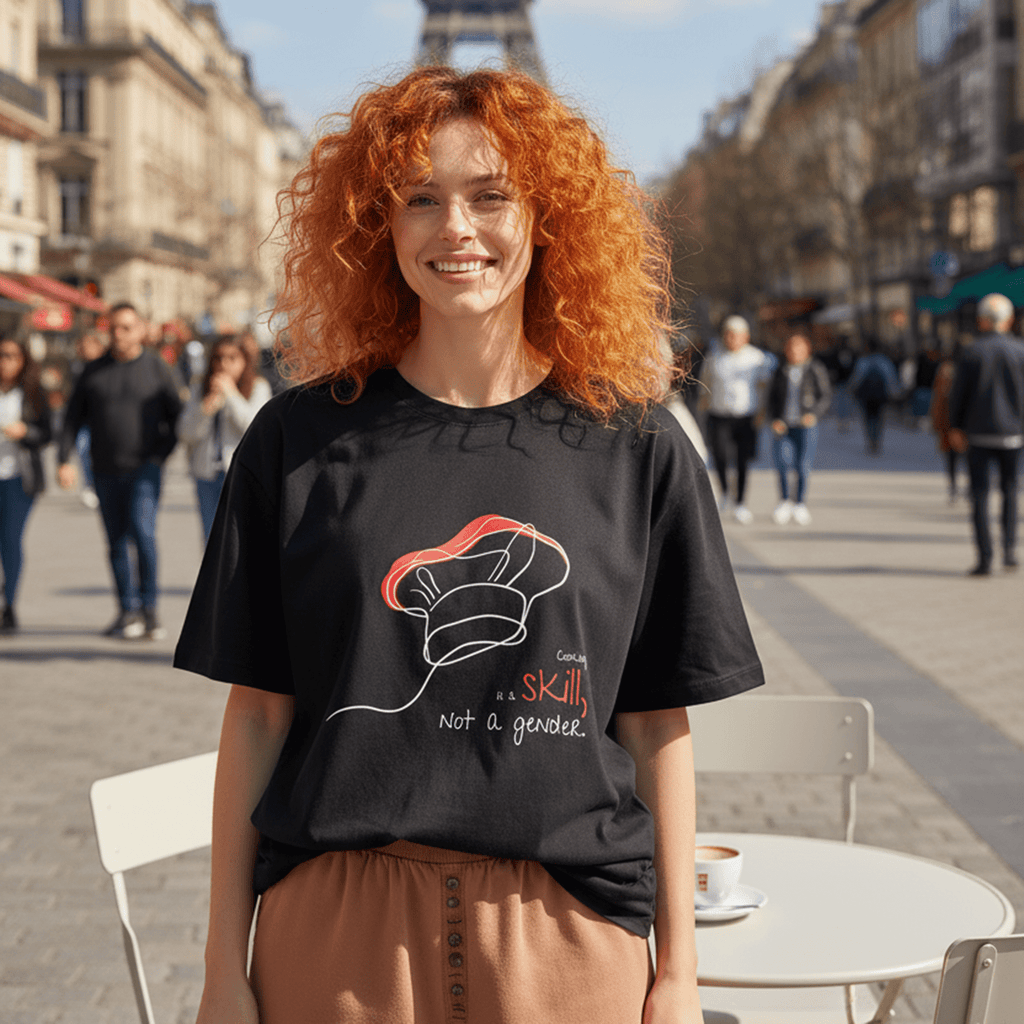 No Shit Shirts - Oversize Shirt (Frontprint Large): Cooking is a skill, not a gender. - Gender Roles - basic