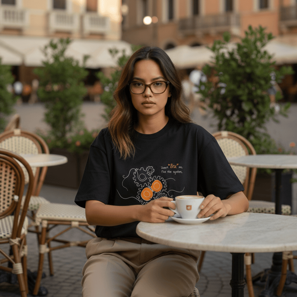 No Shit Shirts - Oversize Shirt (Frontprint Large): Don’t “fix” me. Fix the system. - Oversize Shirts - basic