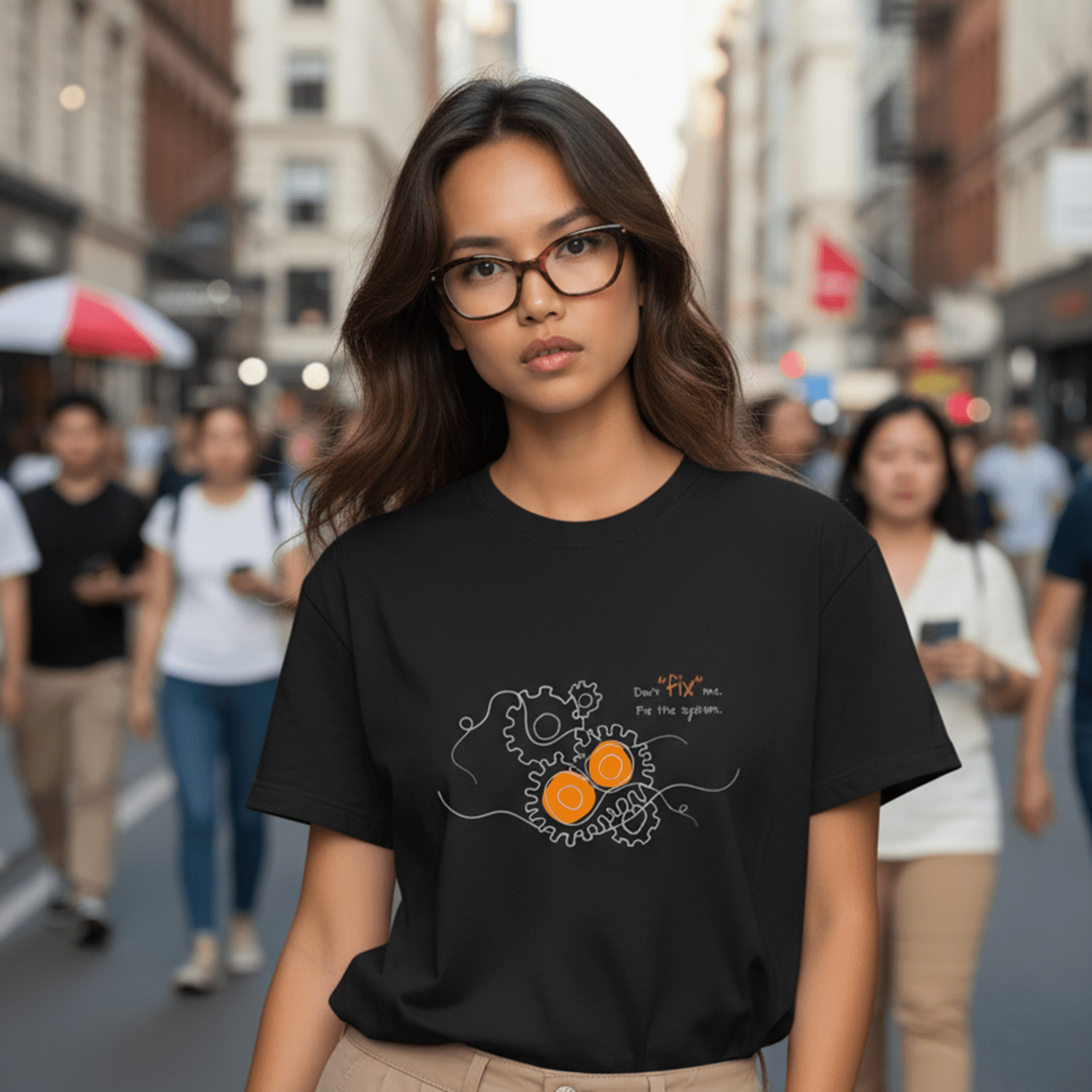 No Shit Shirts - Oversize Shirt (Frontprint Large): Don’t “fix” me. Fix the system. - Oversize Shirts - basic