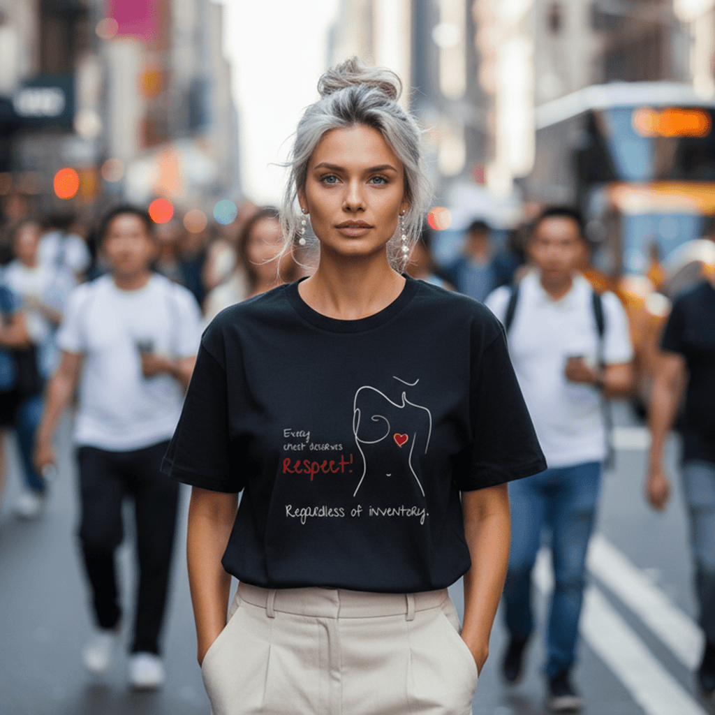 No Shit Shirts - Oversize Shirt (Frontprint Large): Every chest deserves respect. Regardless of inventory. - Body & Autonomy & Sexism - basic