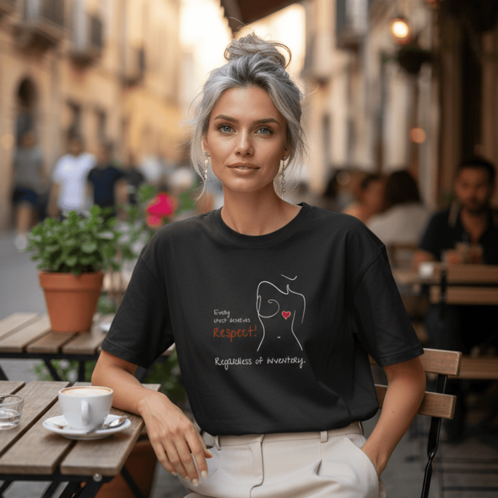 No Shit Shirts - Oversize Shirt (Frontprint Large): Every chest deserves respect. Regardless of inventory. - Body & Autonomy & Sexism - basic