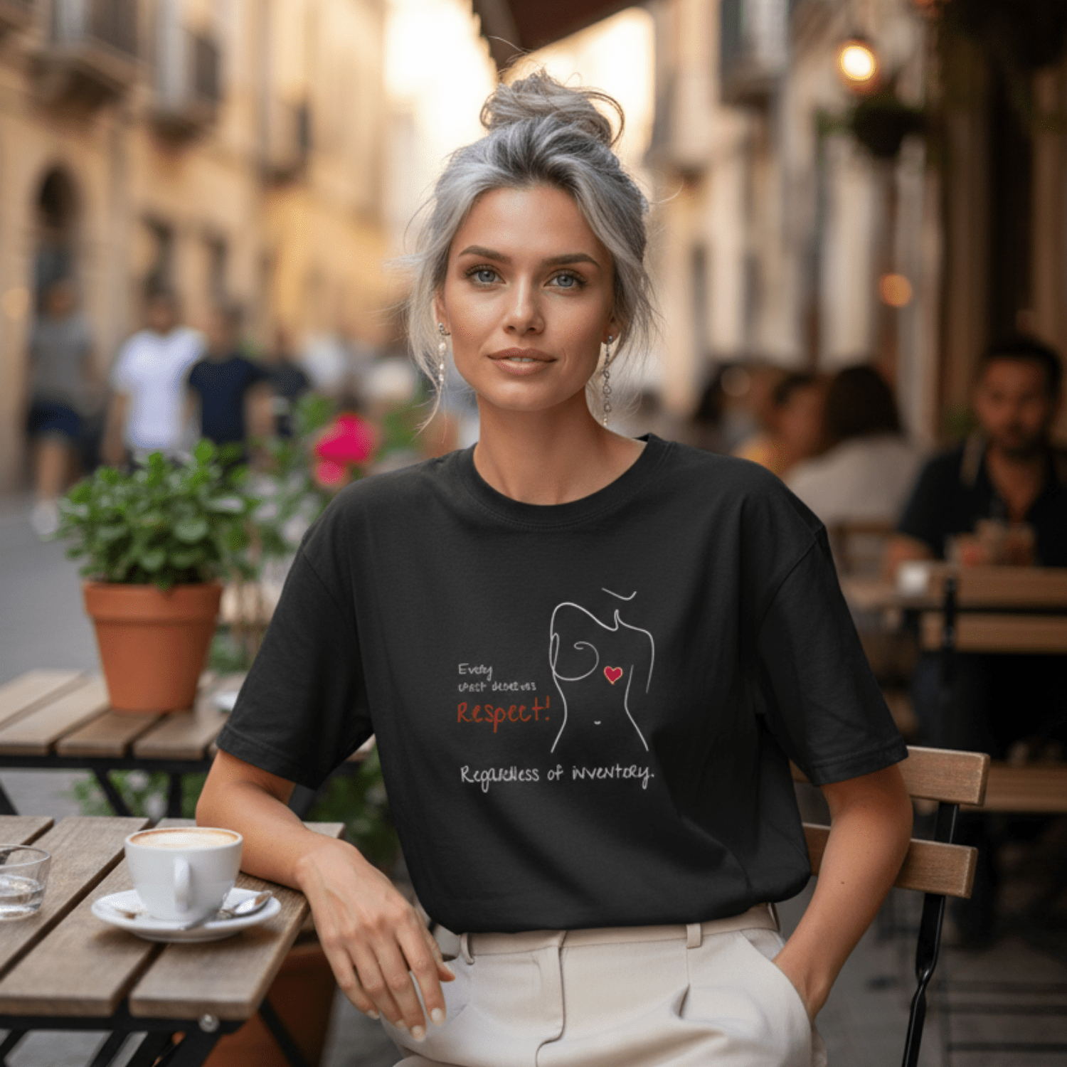 No Shit Shirts - Oversize Shirt (Frontprint Large): Every chest deserves respect. Regardless of inventory. - Body & Autonomy & Sexism - basic