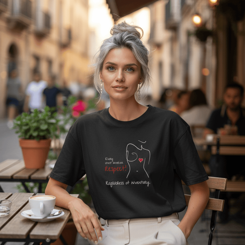No Shit Shirts - Oversize Shirt (Frontprint Large): Every chest deserves respect. Regardless of inventory. - Body & Autonomy & Sexism - basic
