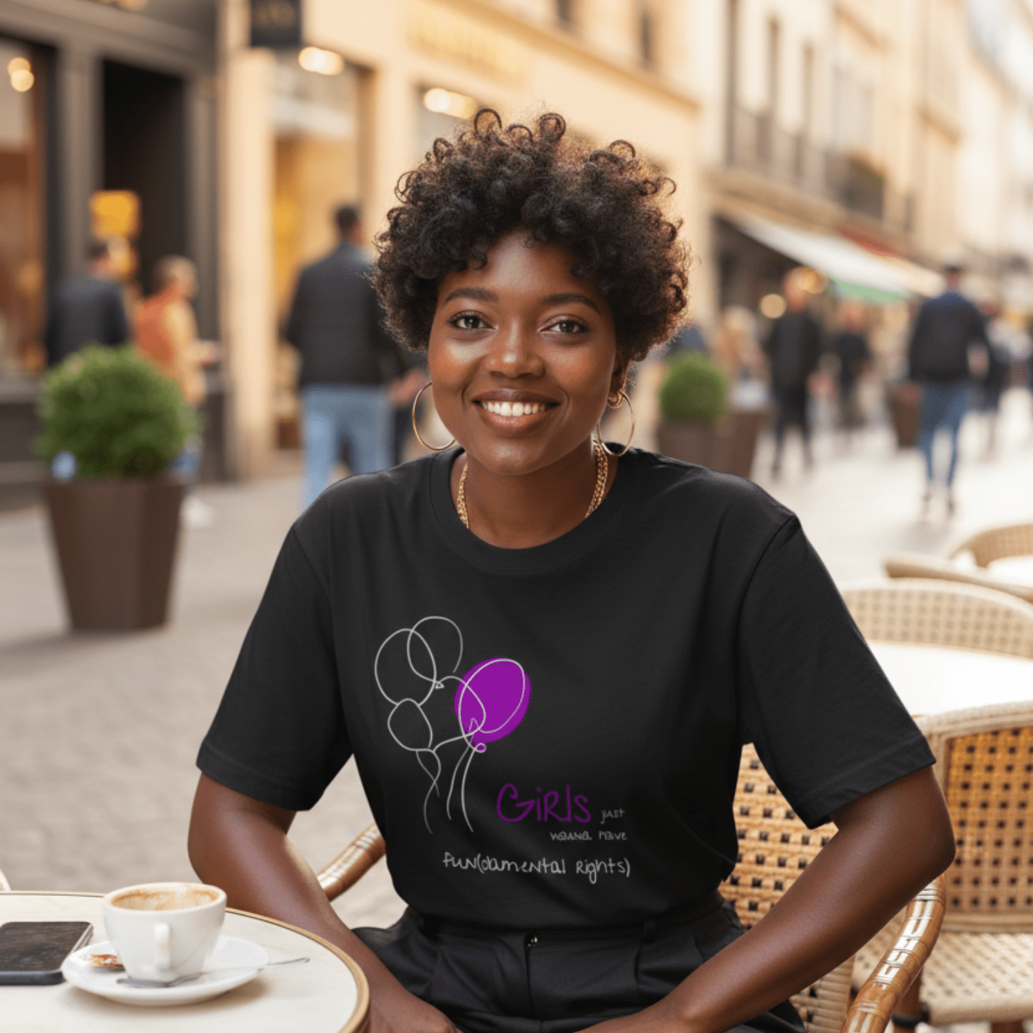 No Shit Shirts - Oversize Shirt (Frontprint Large): Girls just wanna have fun(damental rights) - Oversize Shirts - basic