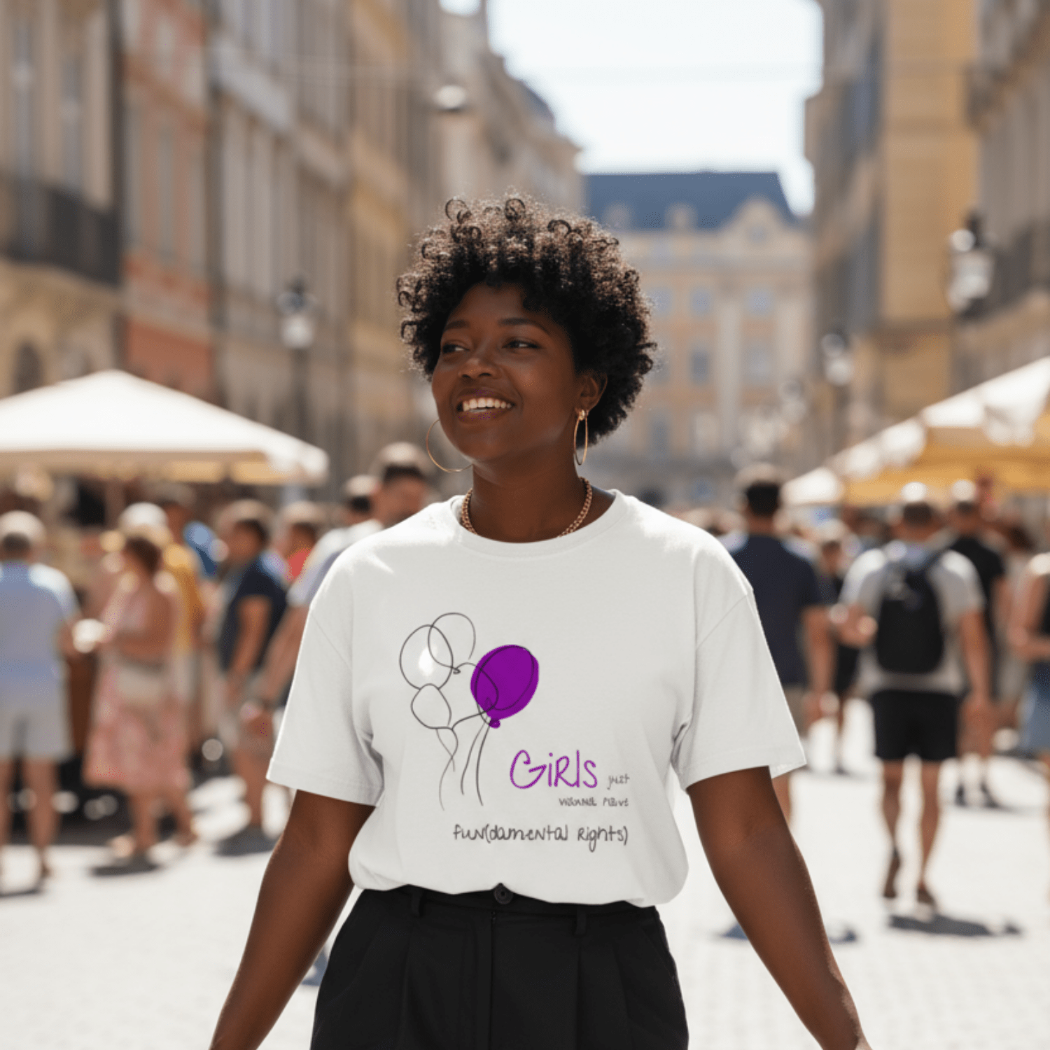 No Shit Shirts - Oversize Shirt (Frontprint Large): Girls just wanna have fun(damental rights) - Oversize Shirts - basic