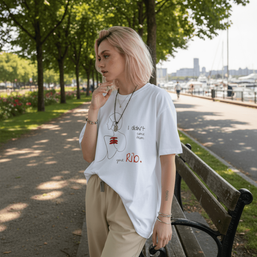 No Shit Shirts - Oversize Shirt (Frontprint Large): I didn’t come from your rib. - Body & Autonomy & Sexism - basic