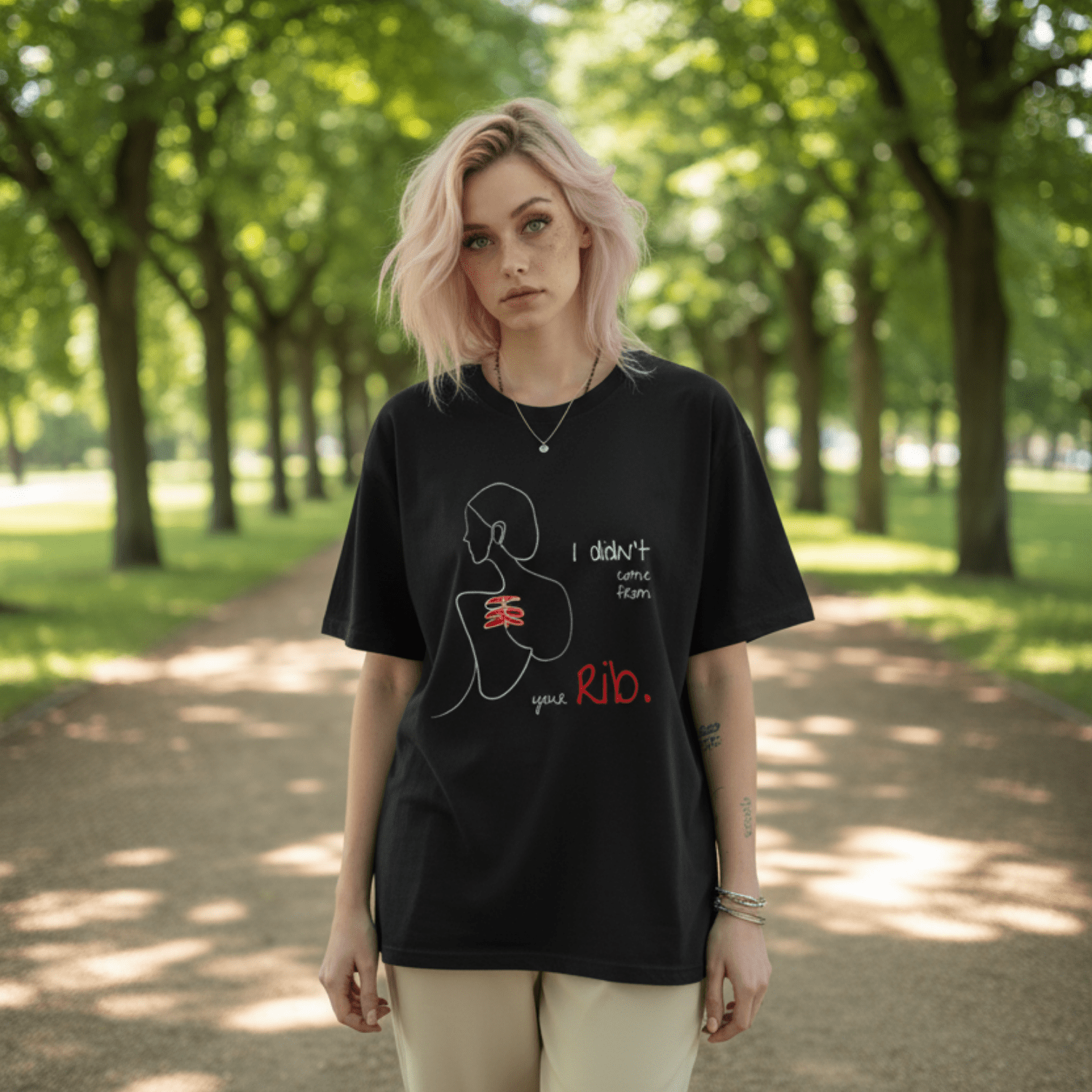 No Shit Shirts - Oversize Shirt (Frontprint Large): I didn’t come from your rib. - Body & Autonomy & Sexism - basic