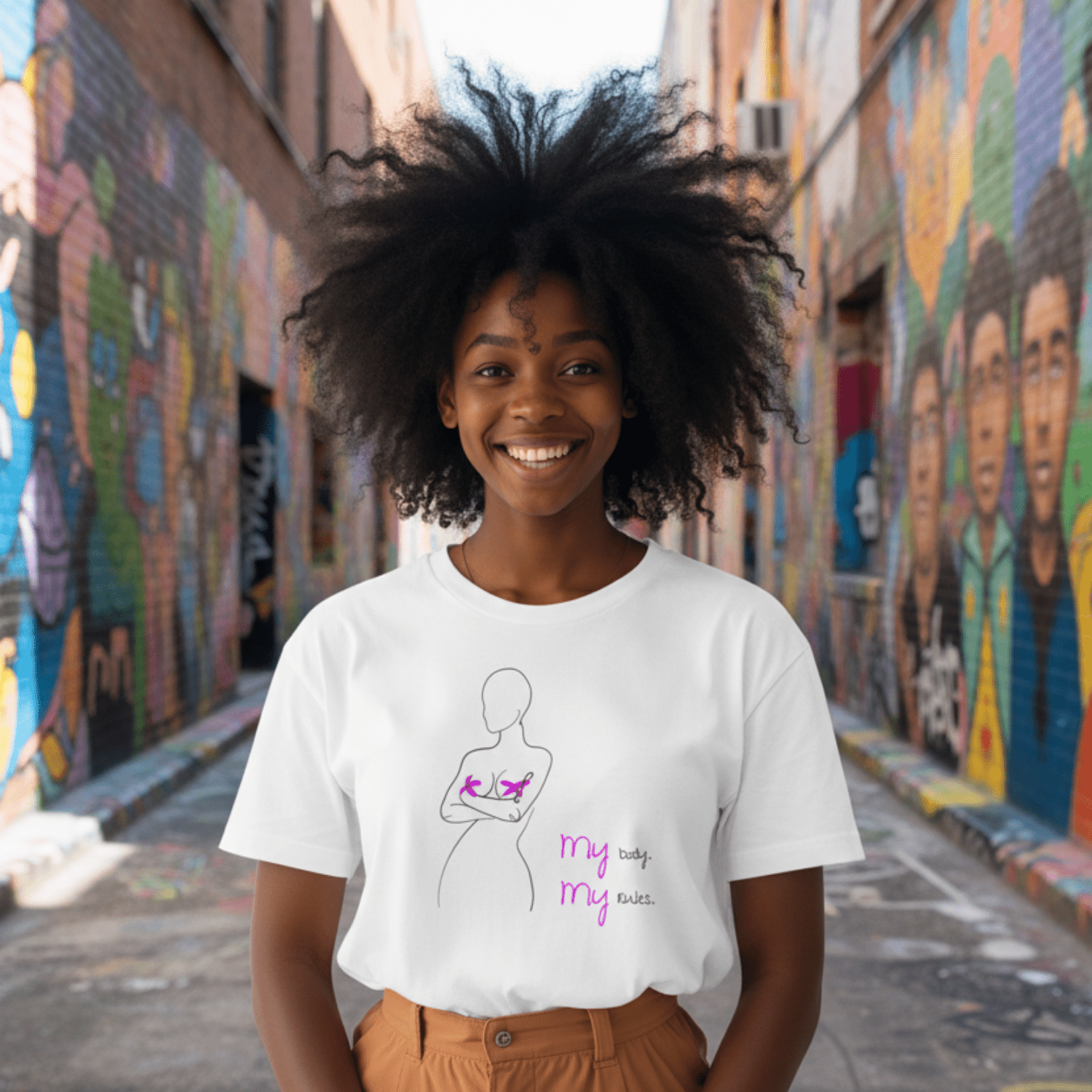 No Shit Shirts - Oversize Shirt (Frontprint Large): My Body, My Rules - Body & Autonomy & Sexism - basic