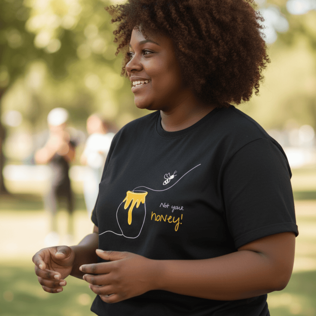 No Shit Shirts - Oversize Shirt (Frontprint Large): Not your honey - Body & Autonomy & Sexism - basic