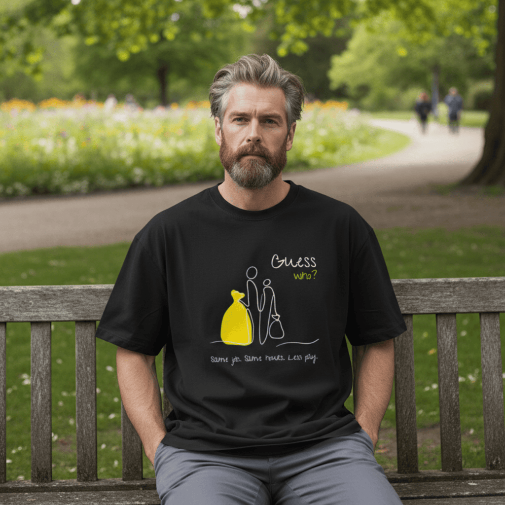 No Shit Shirts - Oversize Shirt (Frontprint Large): Same job. Same hours. Less pay. Guess who? - Equal Pay - basic