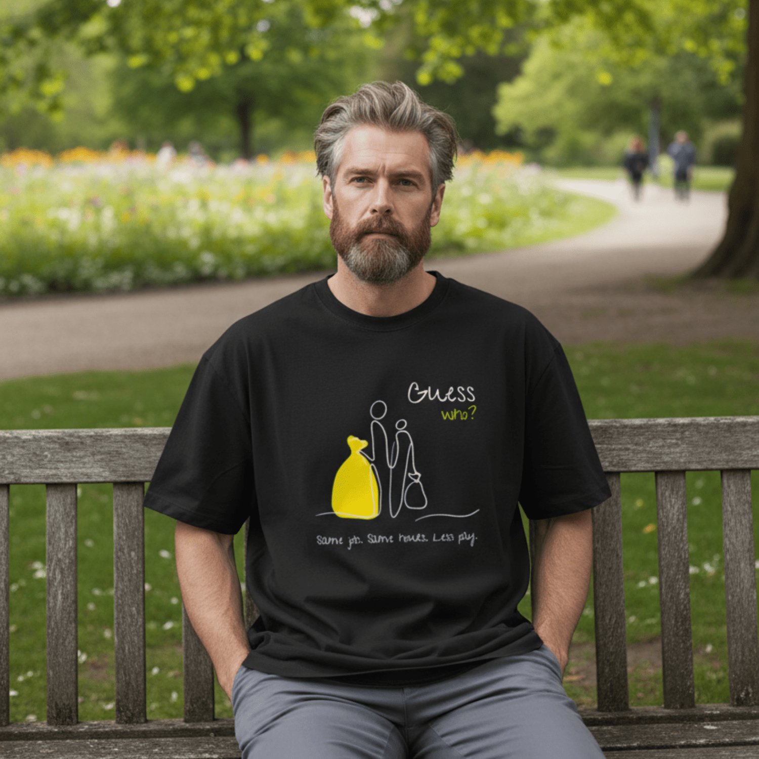 No Shit Shirts - Oversize Shirt (Frontprint Large): Same job. Same hours. Less pay. Guess who? - Equal Pay - basic