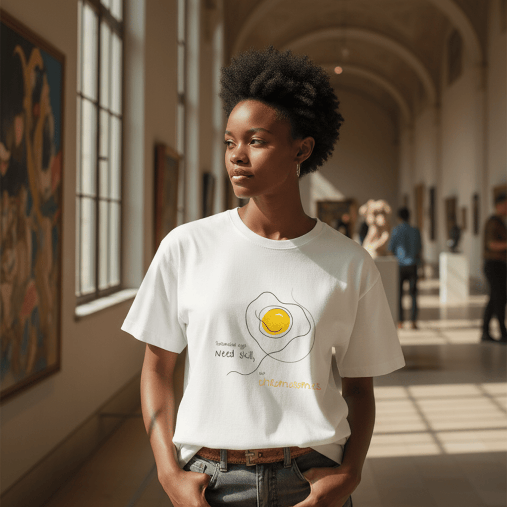 No Shit Shirts - Oversize Shirt (Frontprint Large): Scrambled eggs need skill, not chromosomes. - Gender Roles - basic