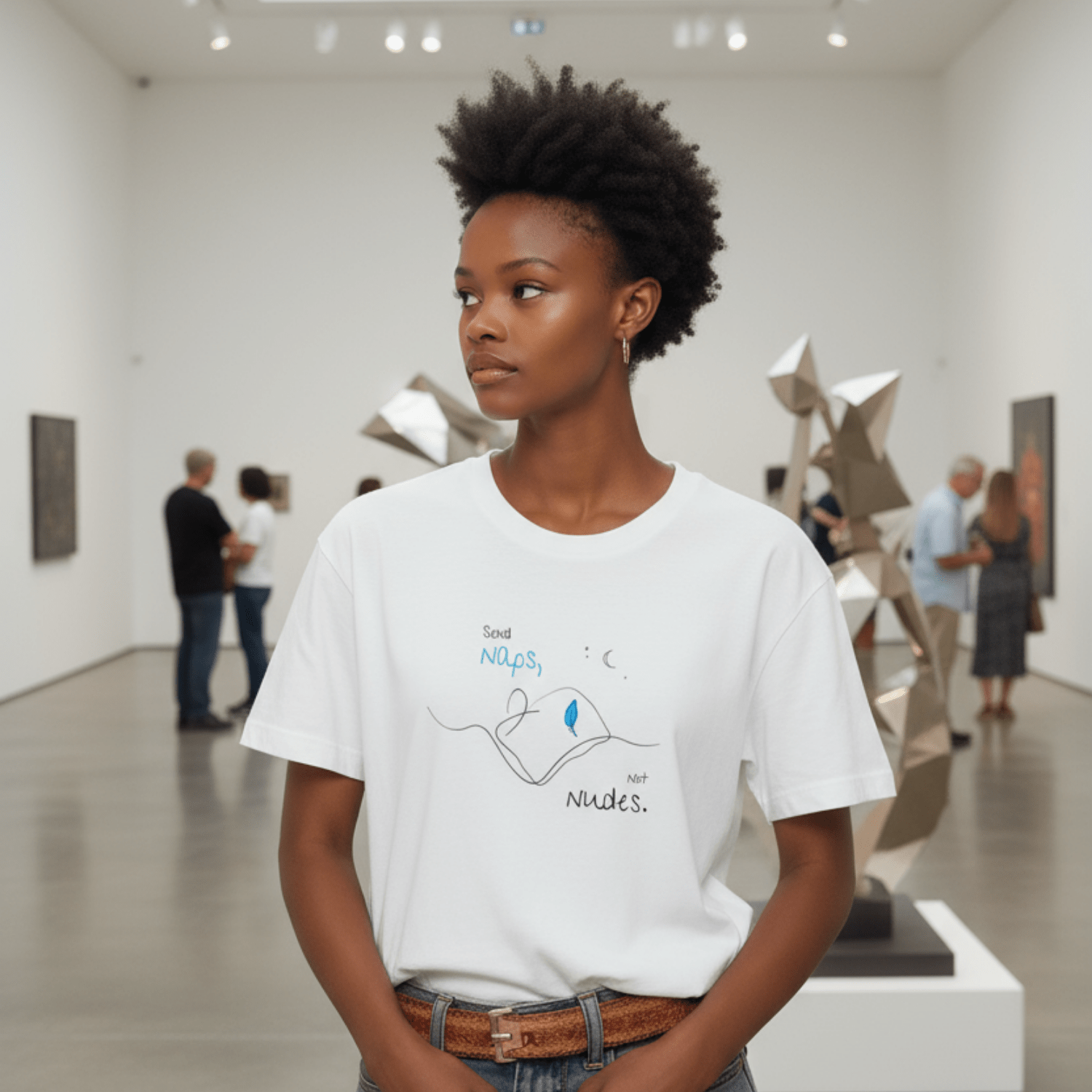 No Shit Shirts - Oversize Shirt (Frontprint Large): Send Naps, Not Nudes - Body & Autonomy & Sexism - basic