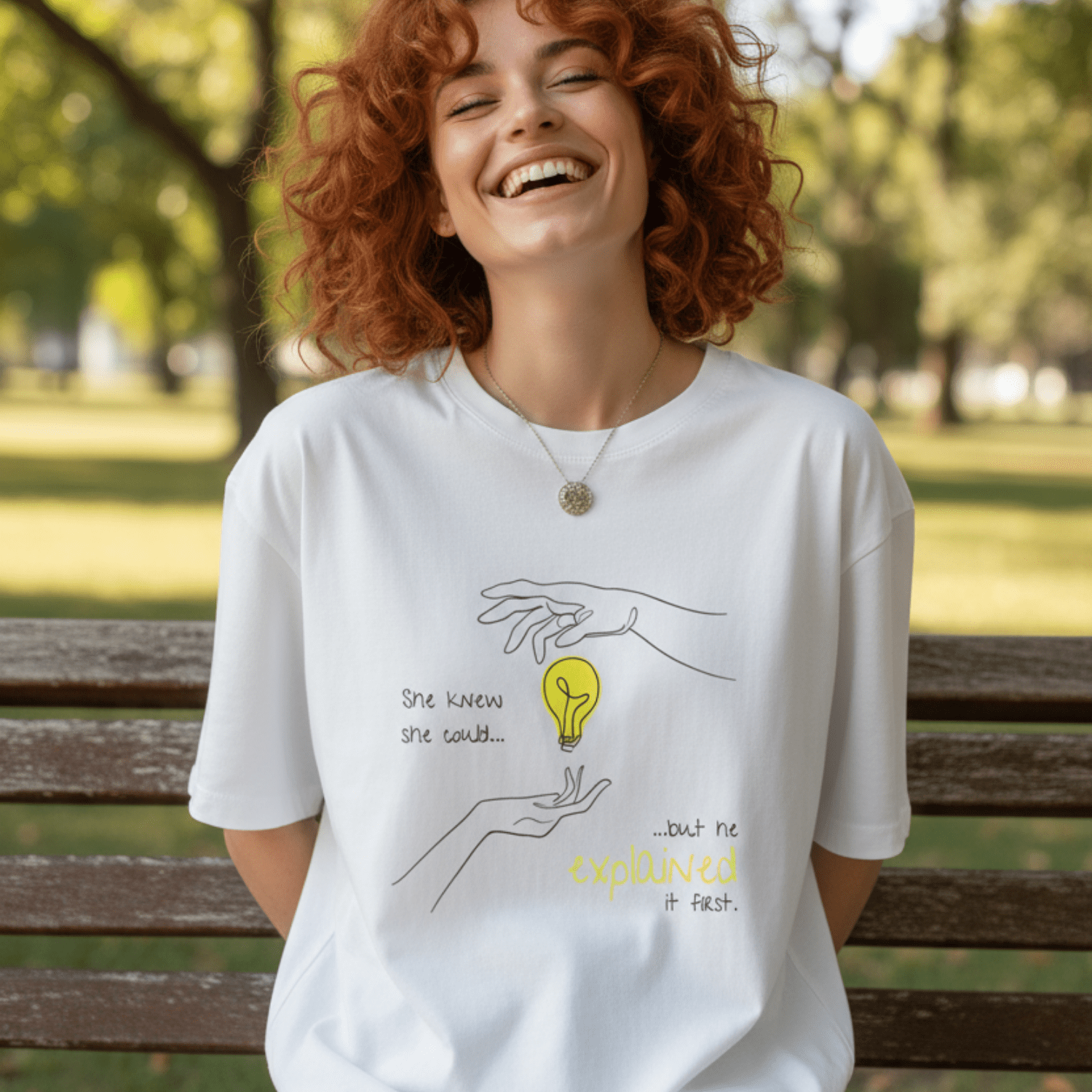 No Shit Shirts - Oversize Shirt (Frontprint Large): She knew she could, but he explained it first. - Mansplaining - basic