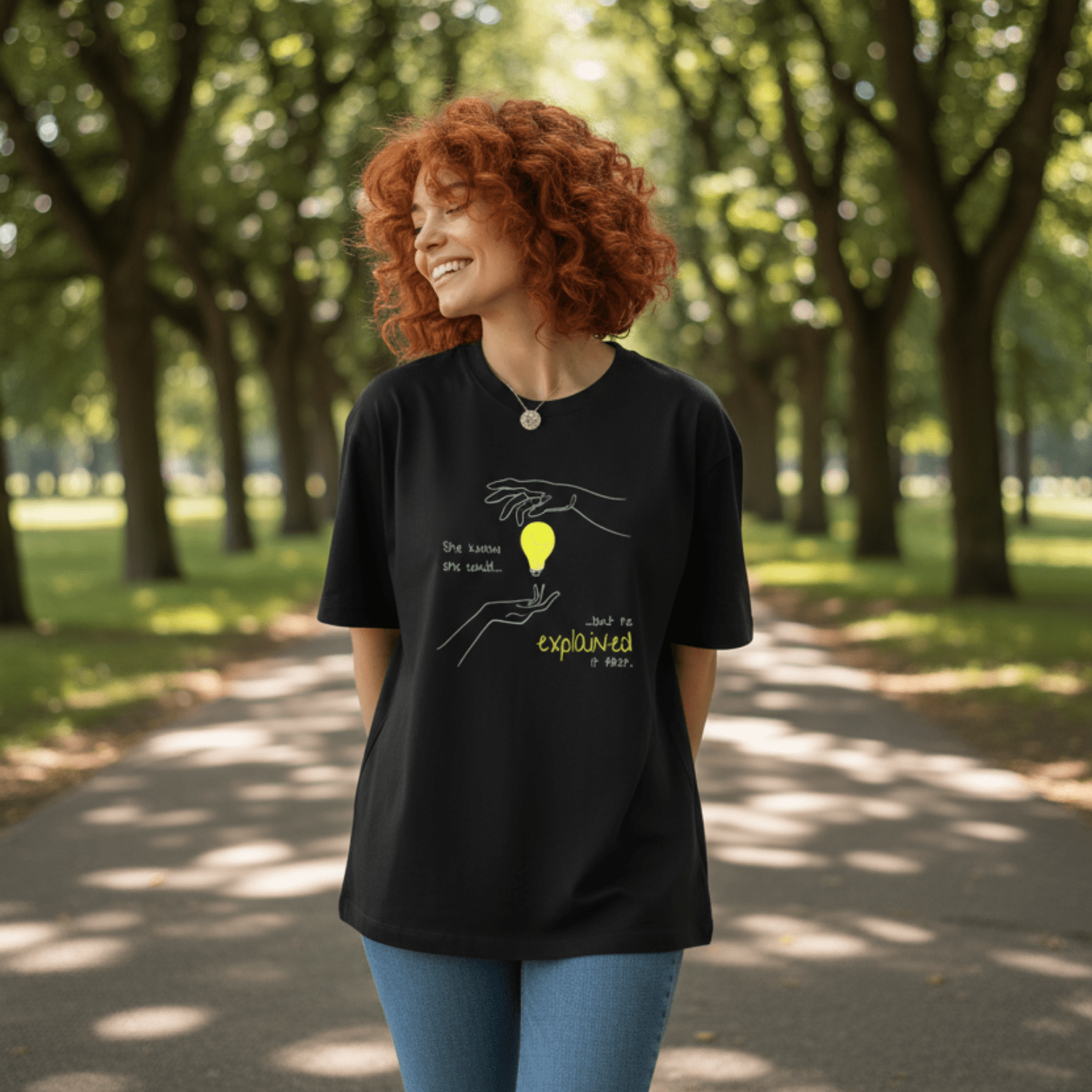 No Shit Shirts - Oversize Shirt (Frontprint Large): She knew she could, but he explained it first. - Mansplaining - basic