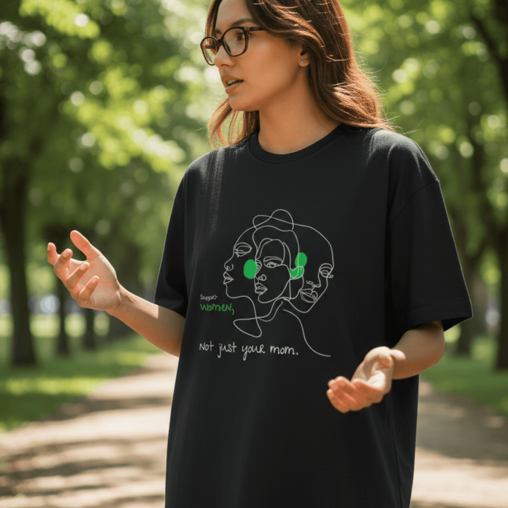 No Shit Shirts - Oversize Shirt (Frontprint Large): Support women. Not just your mom - Oversize Shirts - basic