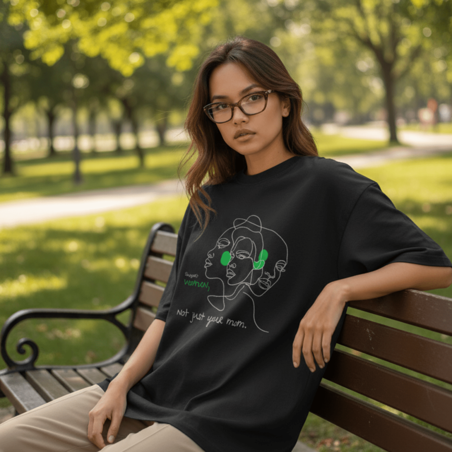 No Shit Shirts - Oversize Shirt (Frontprint Large): Support women. Not just your mom - Oversize Shirts - basic