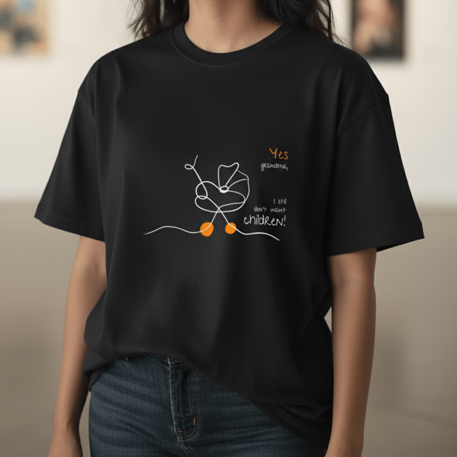 No Shit Shirts - Oversize Shirt (Frontprint Large): Yes, grandma, I still don’t want children - Gender Roles - basic