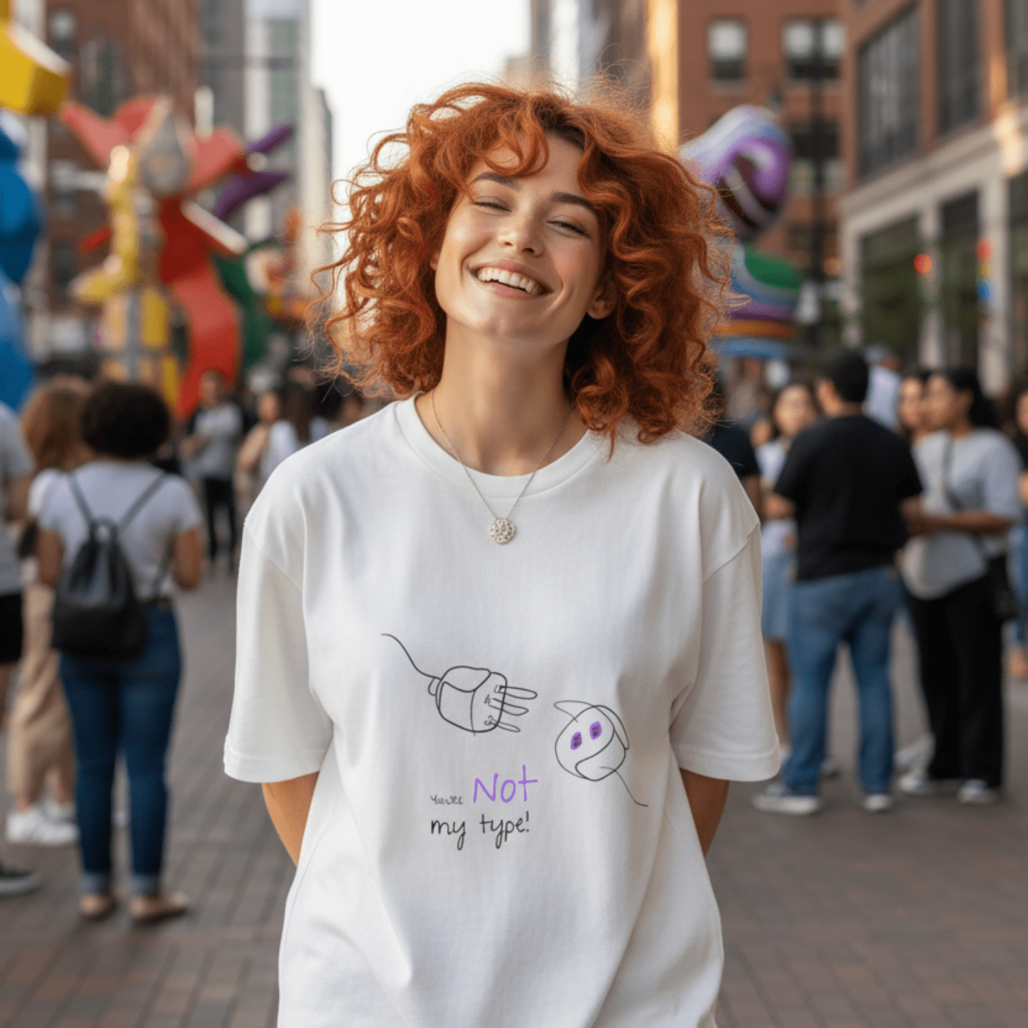 No Shit Shirts - Oversize Shirt (Frontprint Large): Your not my type - Body & Autonomy & Sexism - basic