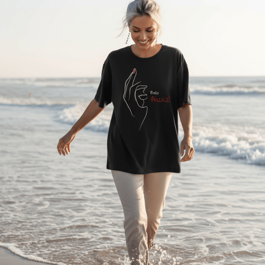 No Shit Shirts - Oversize Shirt (Frontprint Large): Zero Fucks - Oversize Shirts - basic