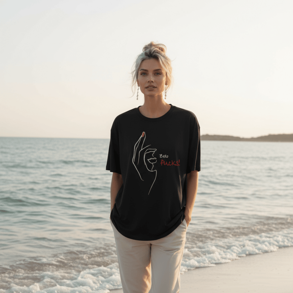 No Shit Shirts - Oversize Shirt (Frontprint Large): Zero Fucks - Oversize Shirts - basic