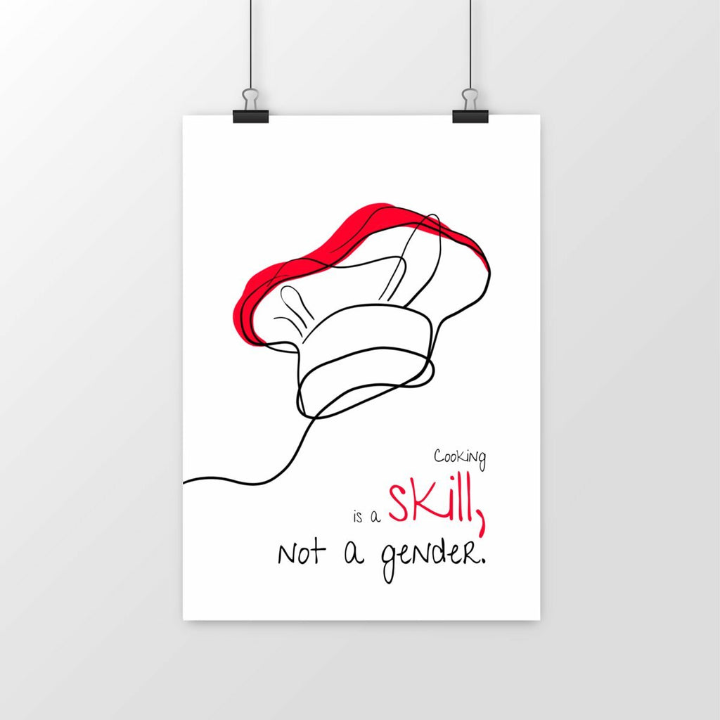 No Shit Shirts - Poster: Cooking is a skill, not a gender. - Gender Roles - basic