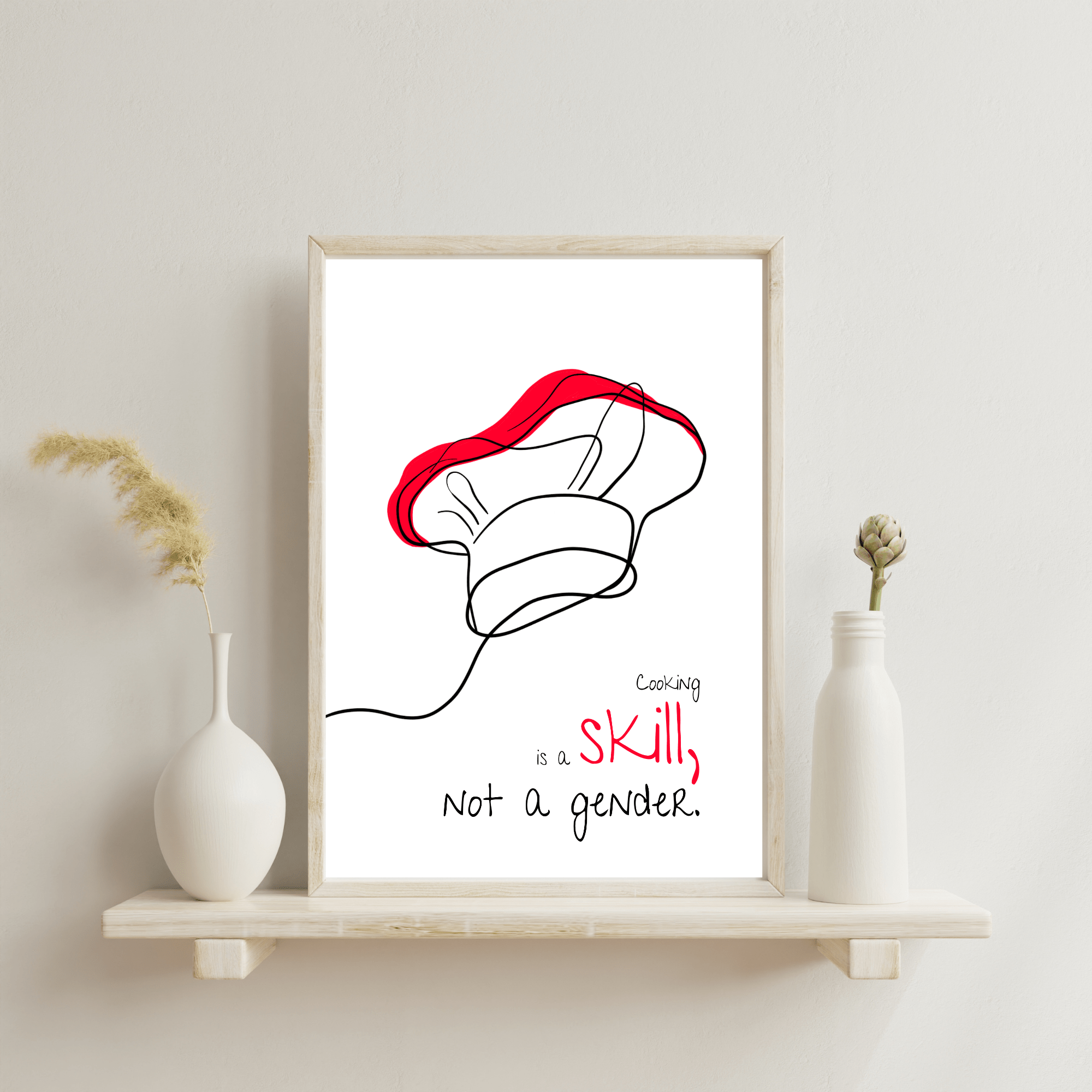 No Shit Shirts - Poster: Cooking is a skill, not a gender. - Gender Roles - basic