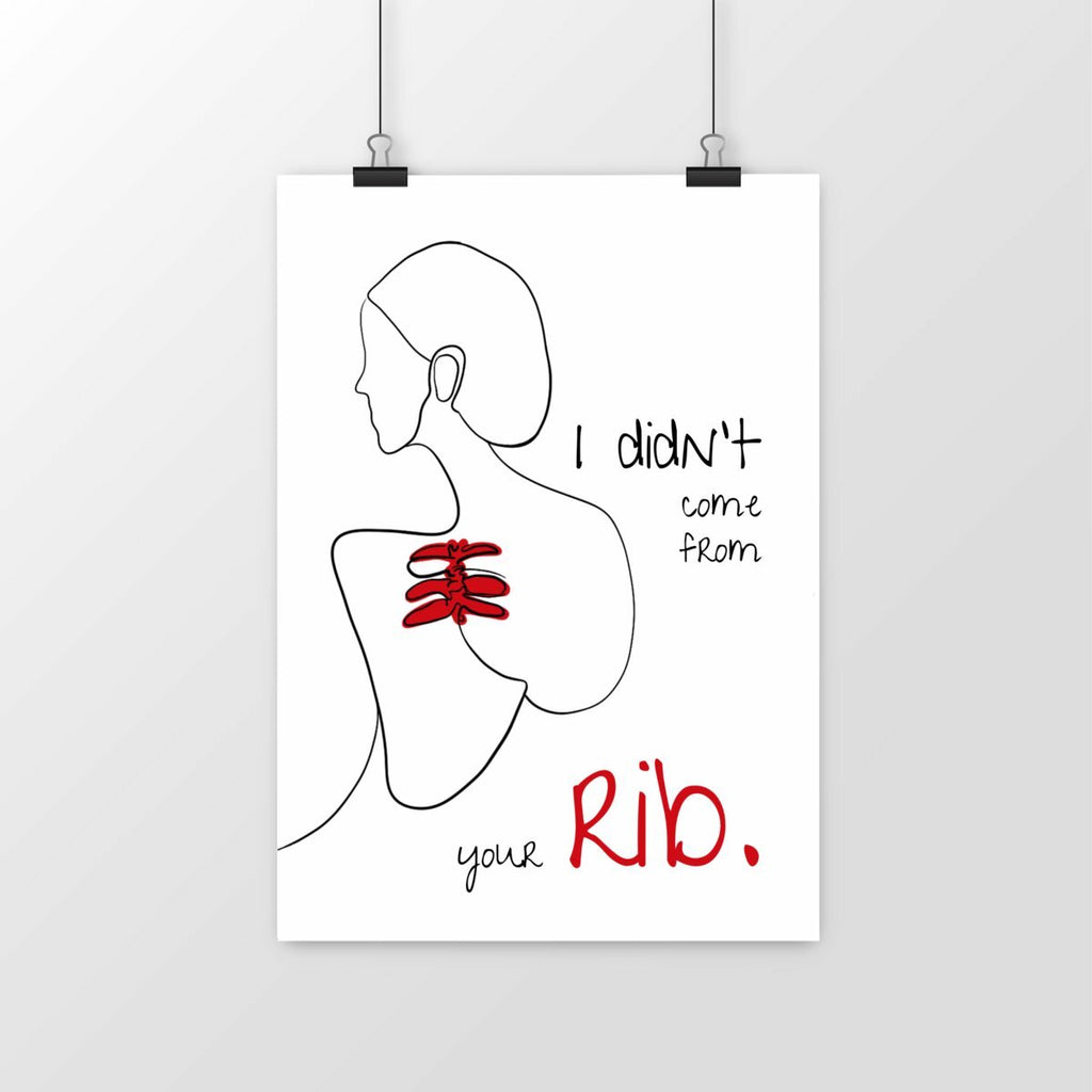 No Shit Shirts - Poster: I didn’t come from your rib. - Body & Autonomy & Sexism - basic