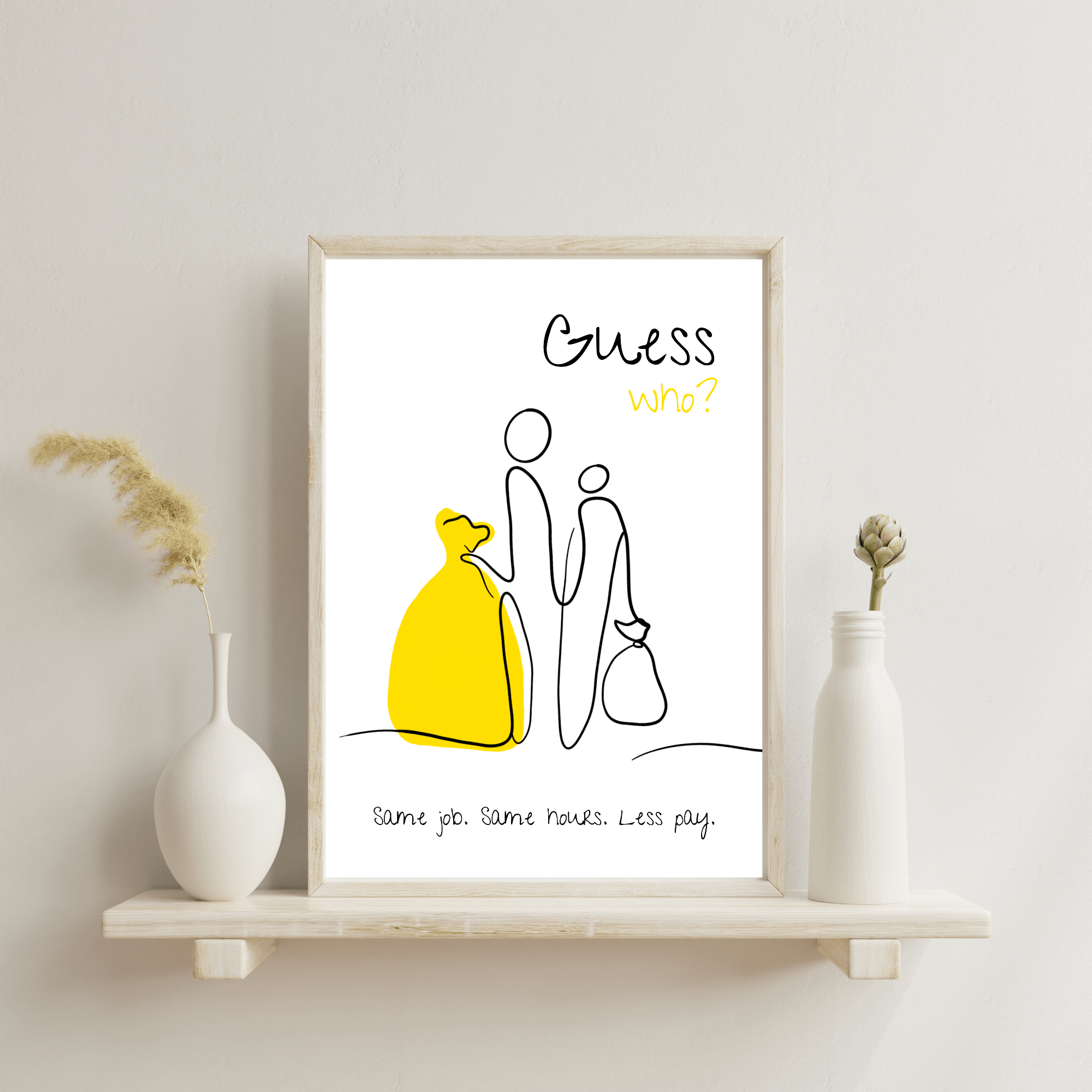 No Shit Shirts - Poster: Same job. Same hours. Less pay. Guess who? - Equal Pay - basic