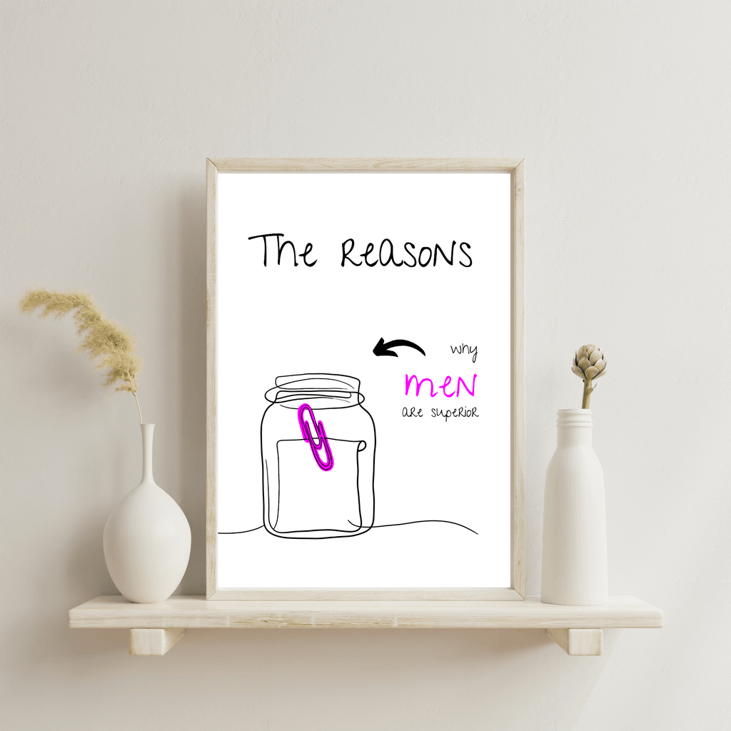 No Shit Shirts - Poster: The reasons why men are superior: - Gender Roles - basic